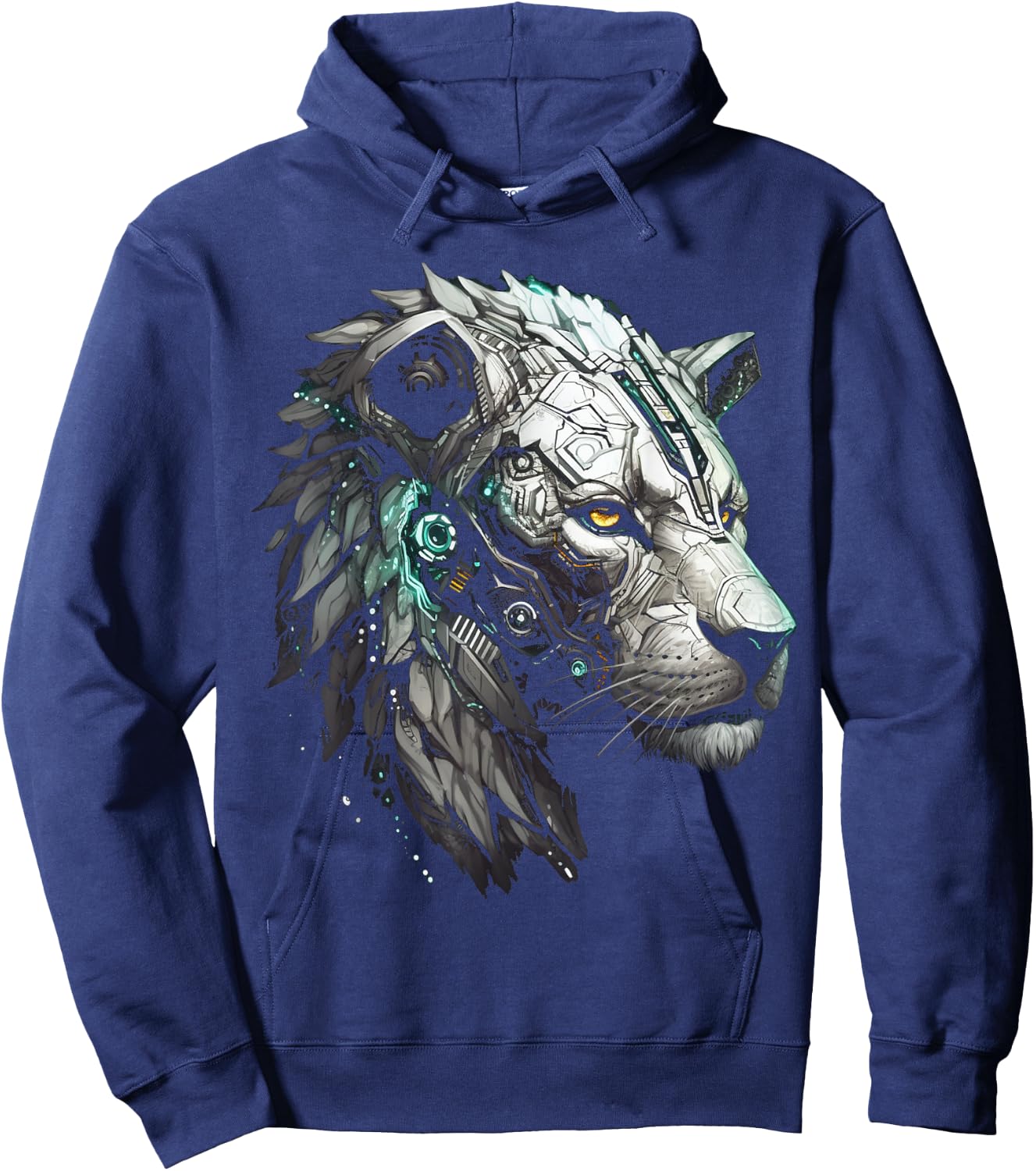 Lion Animal Robot Fantasy Art - Animal Motif Artwork Lion Hoodie - Hoodie | Navy