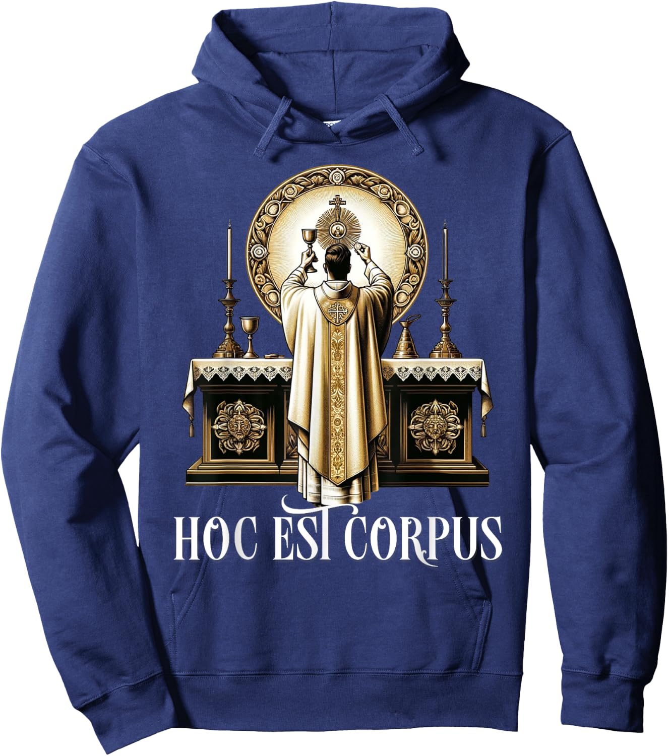 Eucharistic Consecration Traditional Latin Mass Catholic Hoodie - Hoodie | Navy