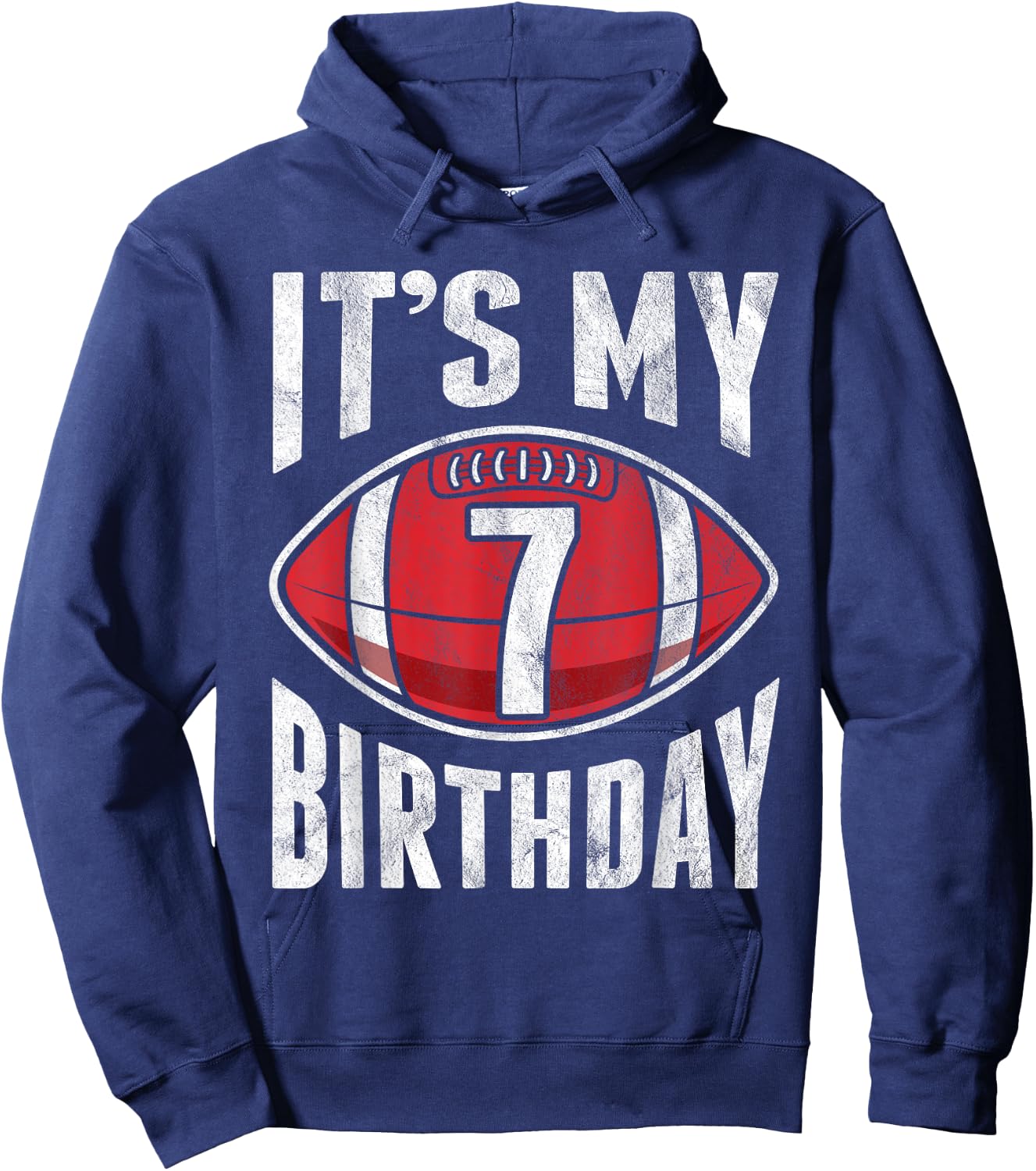 7 Years Old American Football 7th Birthday Boy Retro Style Hoodie - Hoodie | Navy