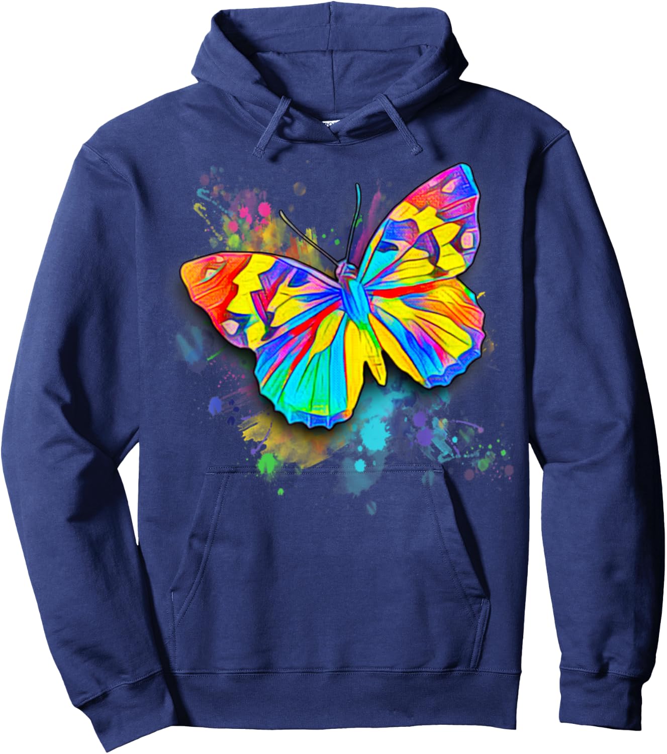 Colorful & Pretty Retro Butterfly Gear , Men & Kids Hoodie - Hoodie | Navy