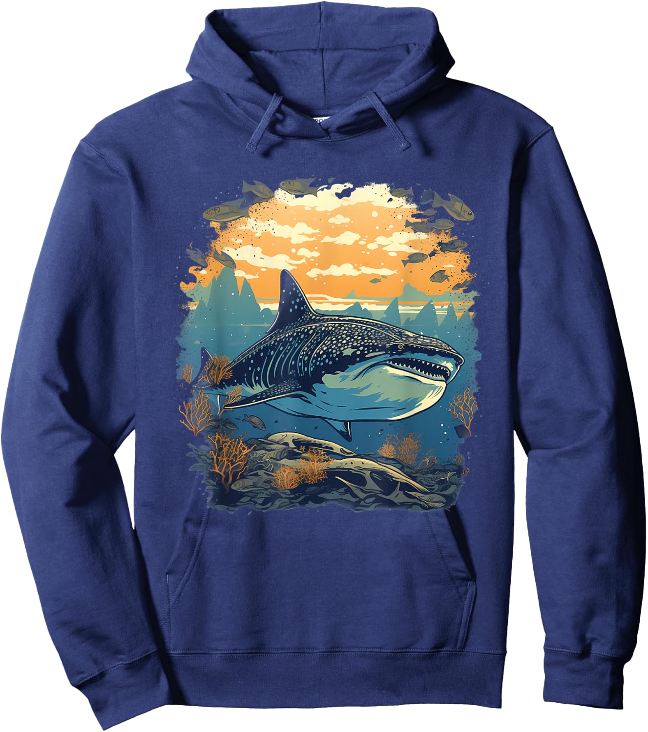 Retro Style Whale Shark Hoodie - Hoodie | Navy