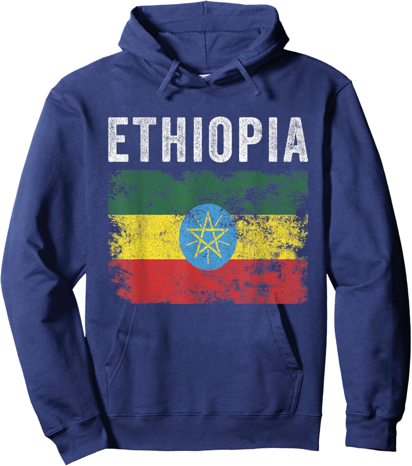 Ethiopia Flag Distressed - Men Women Kids - Ethiopian Flag Hoodie - Hoodie | Navy