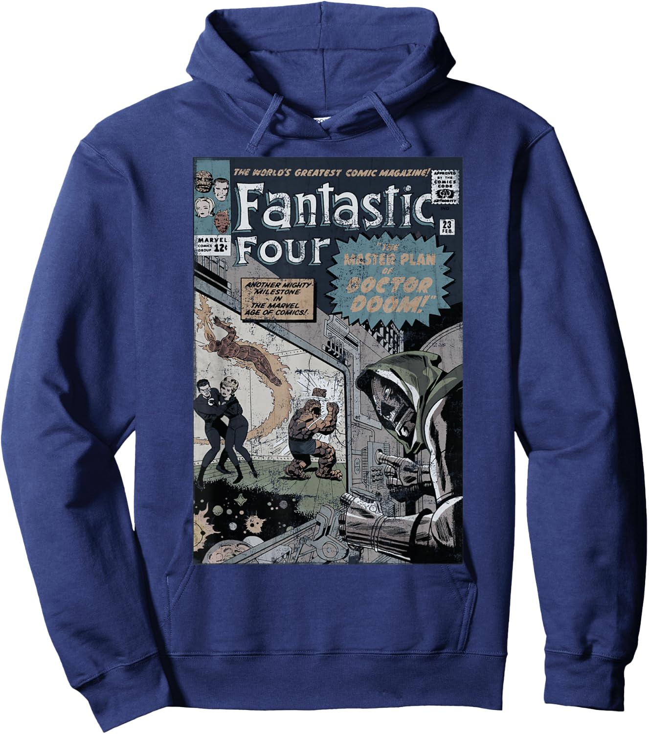 Marvel Fantastic Four The Master Plan of Doctor Doom Retro Hoodie - Hoodie | Navy