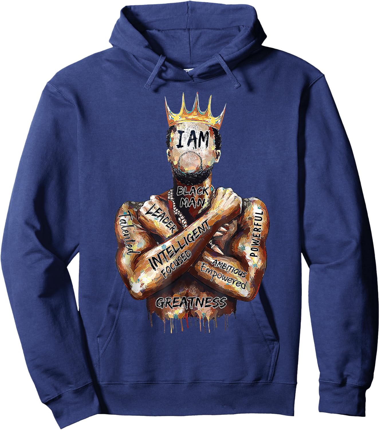 I Am Black Man King Powerful Dad Afro Melanin Black History Hoodie - Hoodie | Navy
