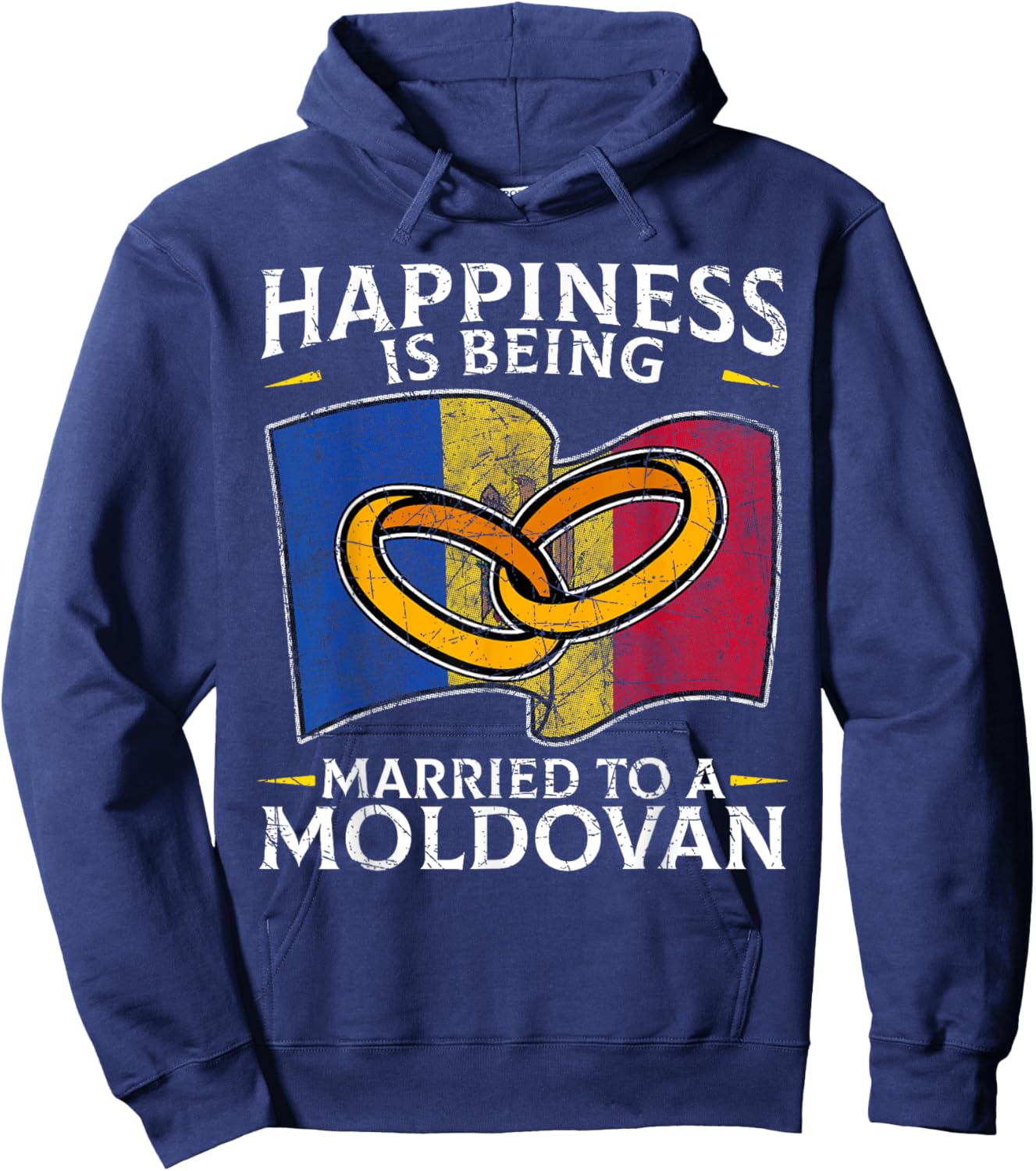 Moldova Marriage Moldovan Roots Heritage Married Flag Hoodie - Hoodie | Navy