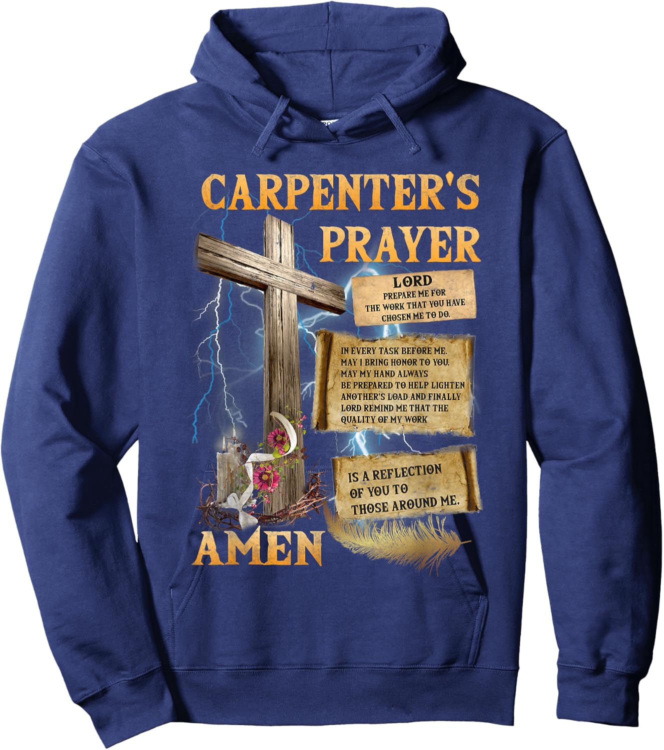 The Carpenter's Prayer Christian Present Jesus Carpeting Hoodie - Hoodie | Navy