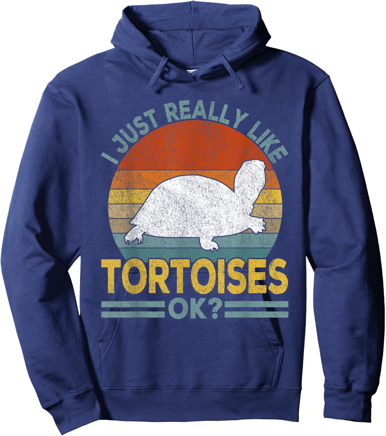 I Just Really Like Tortoises Turtle Funny Tortoise Retro Hoodie - Hoodie | Navy
