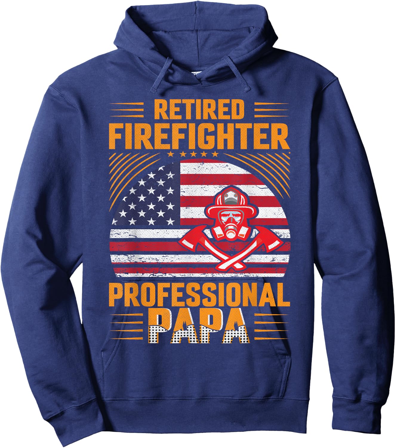 Firefighter Dad - Retired Firefighter Professional Papa Hoodie - Hoodie | Navy