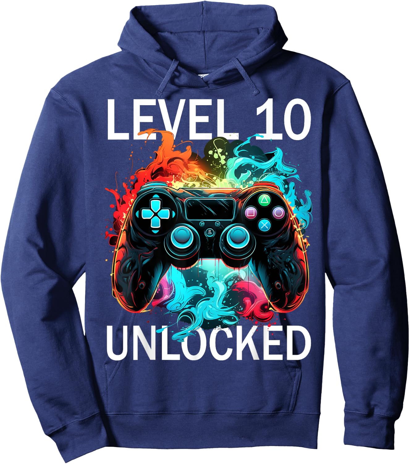 Kids Level 10 Unlocked Video Gamer Retro 10th Birthday Game Hoodie - Hoodie | Navy