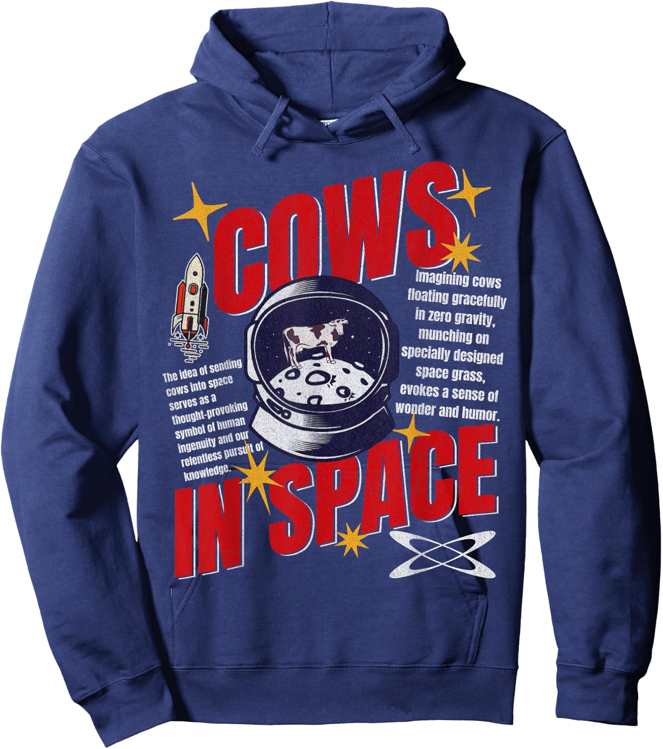 Cows In Space Exploration Funny Cow Lover Astronomy Hoodie - Hoodie | Navy