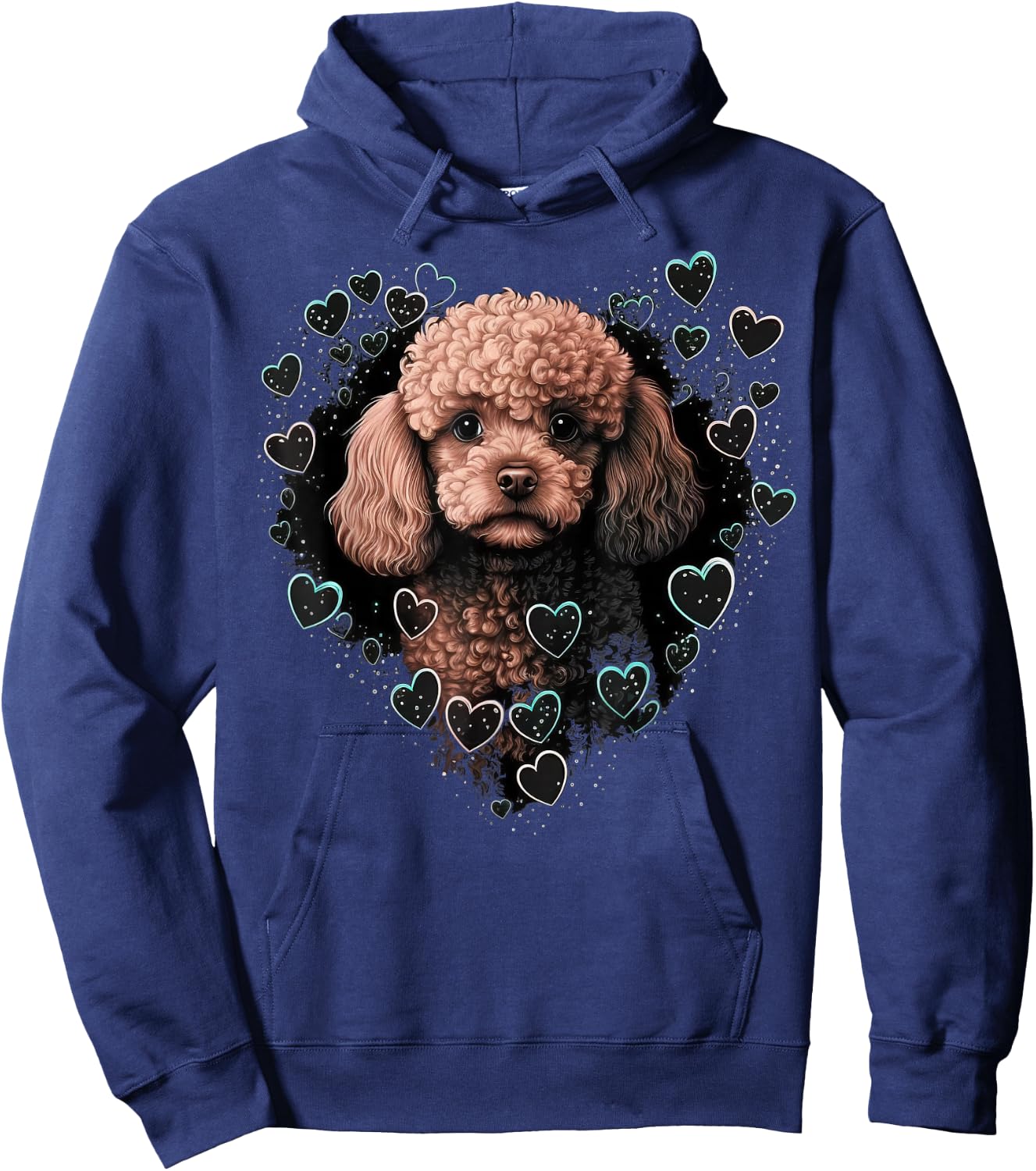 Toy Poodle Love Heart for Valentines Day on Poodle Lover Hoodie - Hoodie | Navy