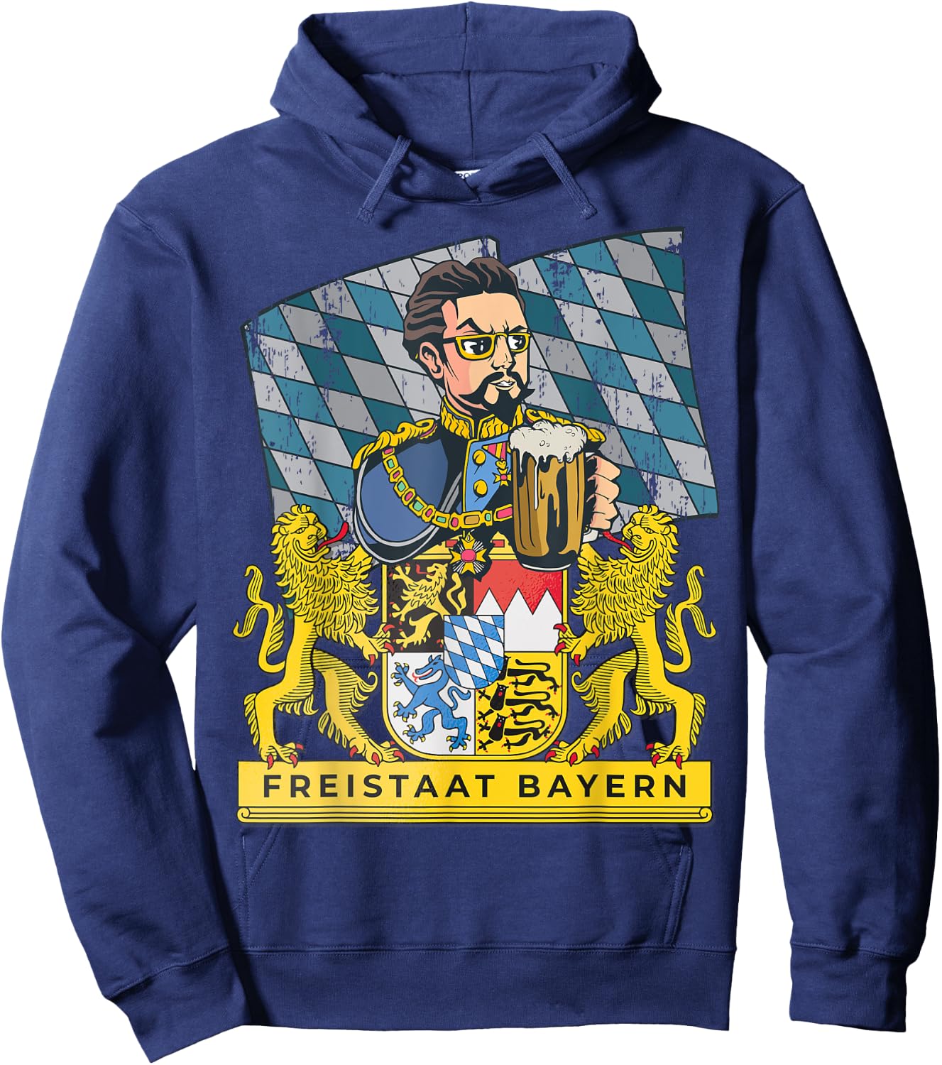 Bayern First! Freistaat of Bavaria With King Ludwig Hoodie - Hoodie | Navy