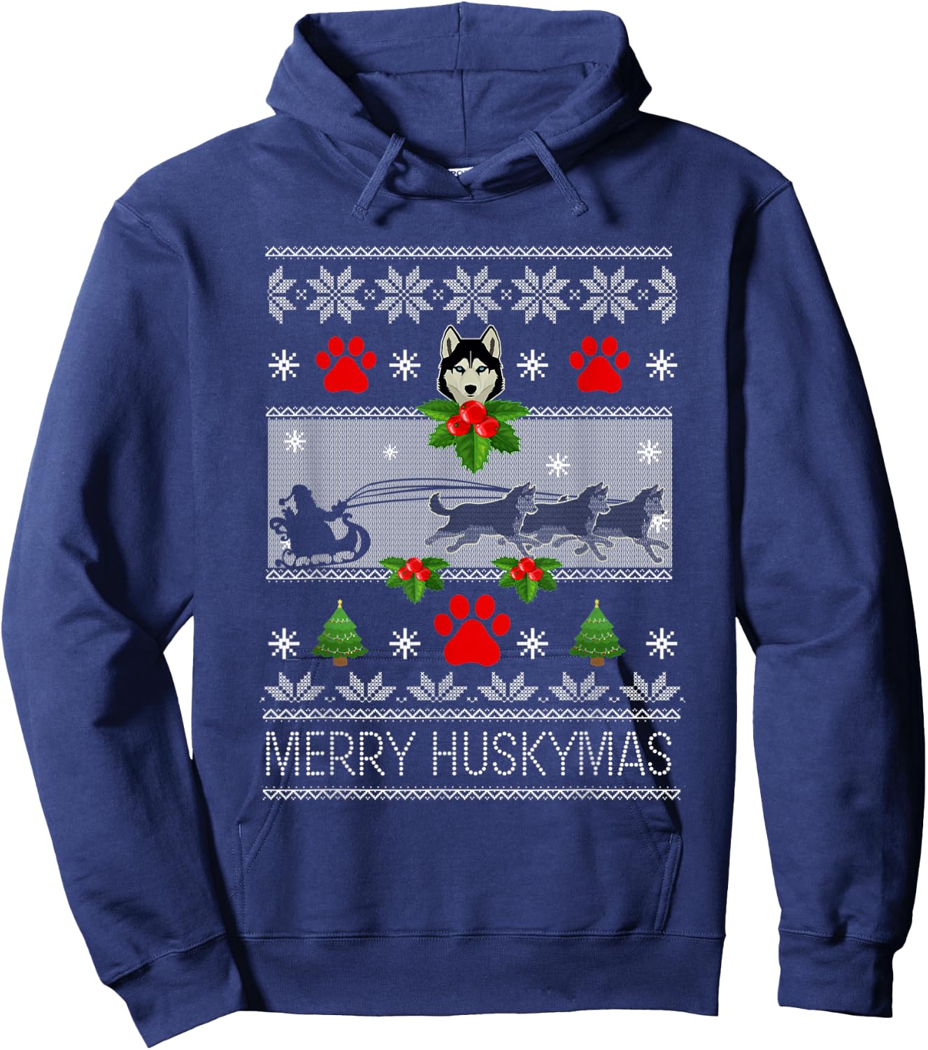 Christmas Siberian Husky Dog Husky Ugly Merry Huskymas Hoodie - Hoodie | Navy