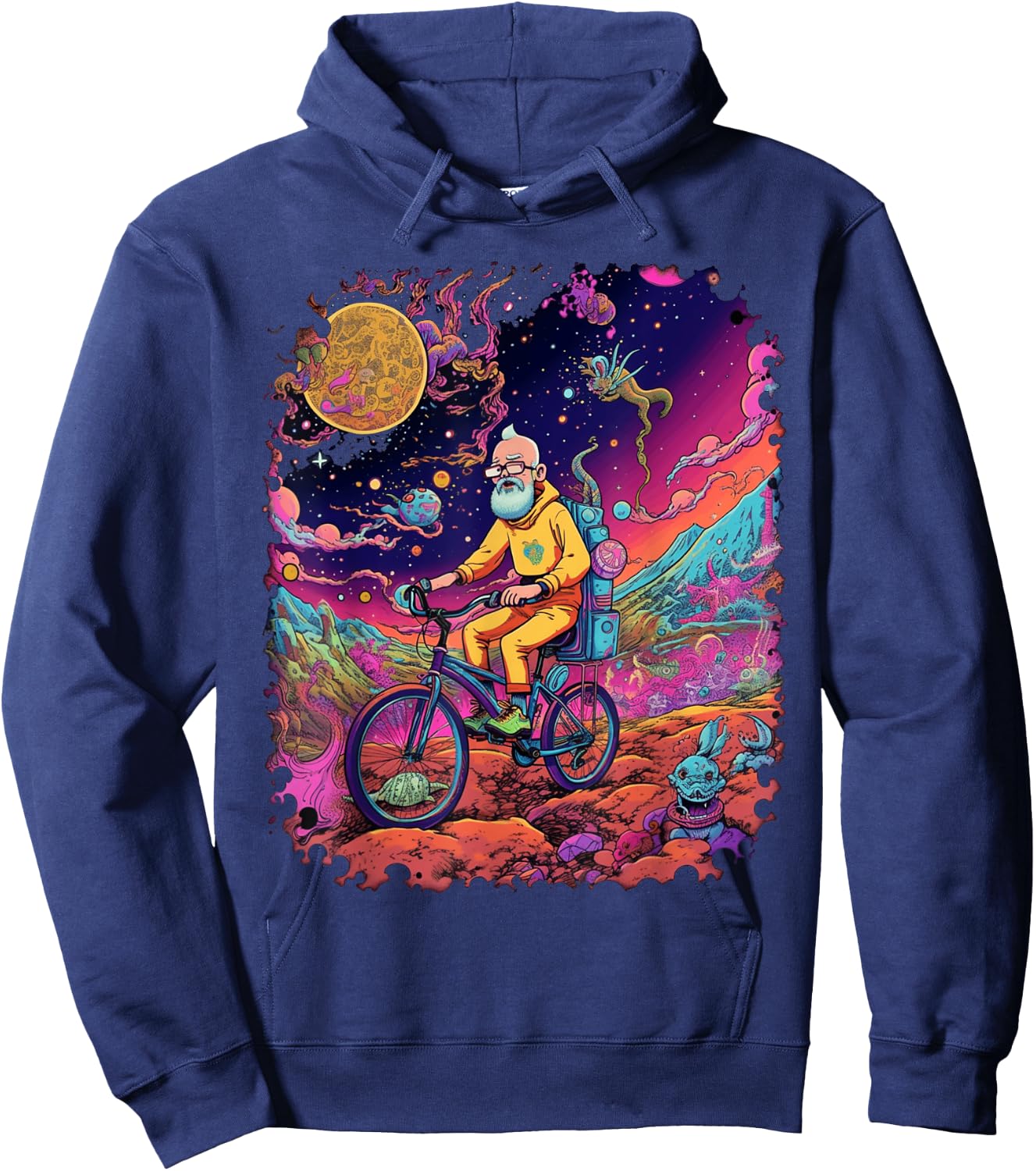 Bicycle Day Hofmann Trip | Psychedelic Comic Style Hippie Hoodie - Hoodie | Navy