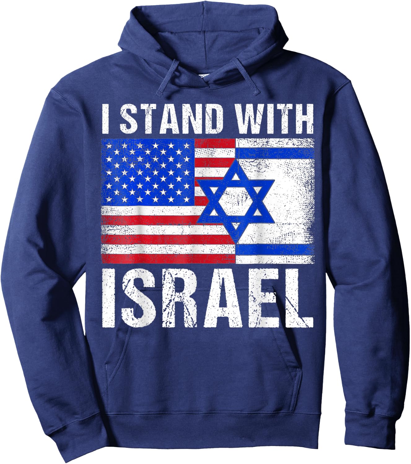 Support Israel I Stand With Israel Israeli Flag Hoodie - Hoodie | Navy