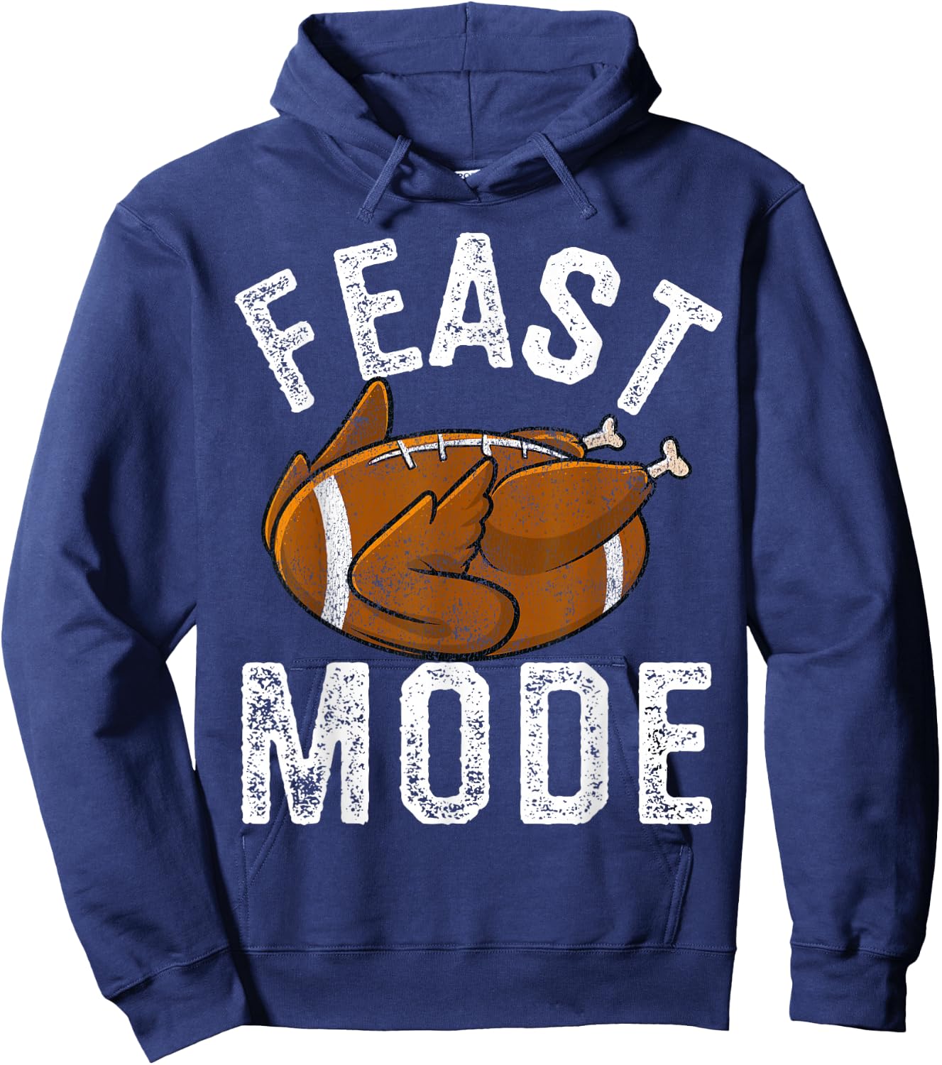 Feast Mode Football Turkey Funny Thanksgiving Men Women Kids Hoodie - Hoodie | Navy