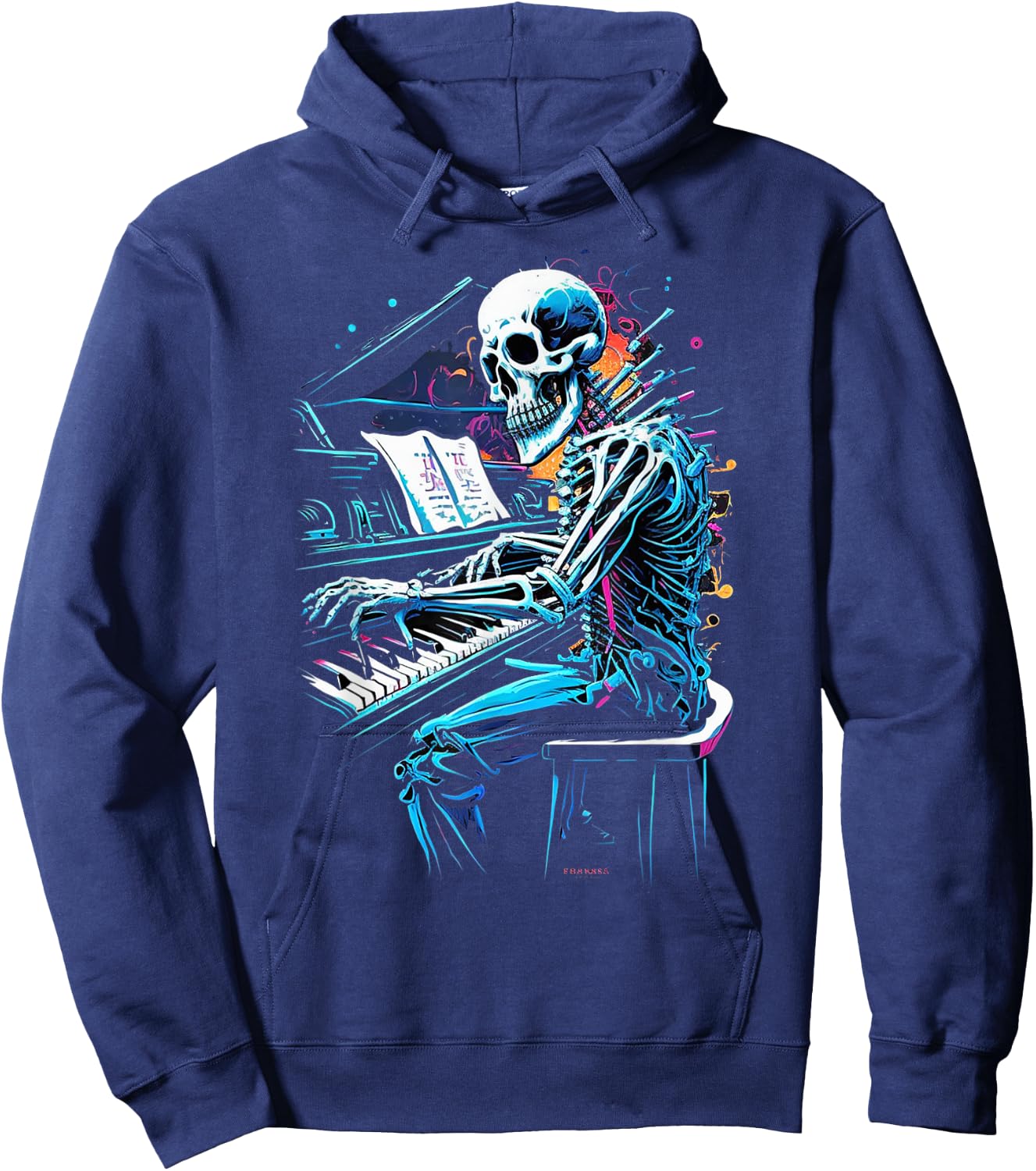 Skeleton Playing Piano Halloween Costume Pianist Musician Hoodie - Hoodie | Navy