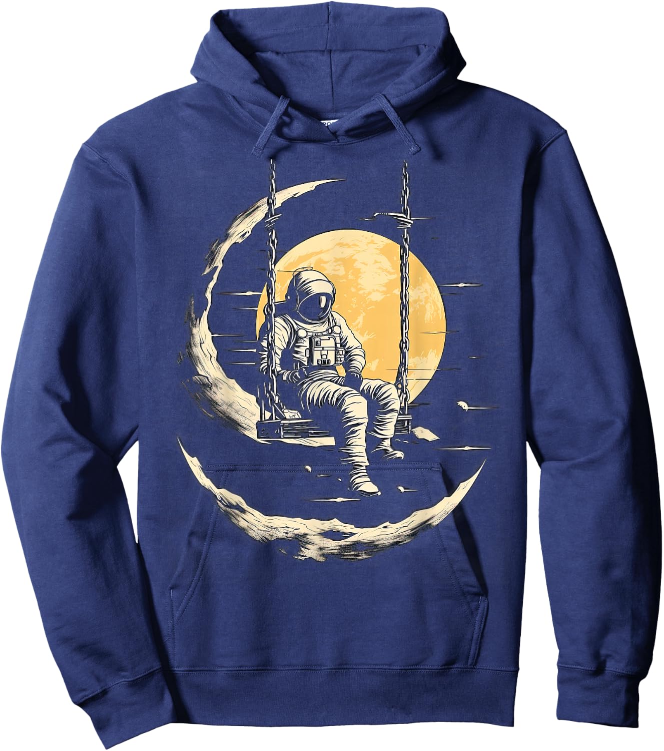 Astronaut Sitting on Swing in Space Stars and Moon Hoodie - Hoodie | Navy