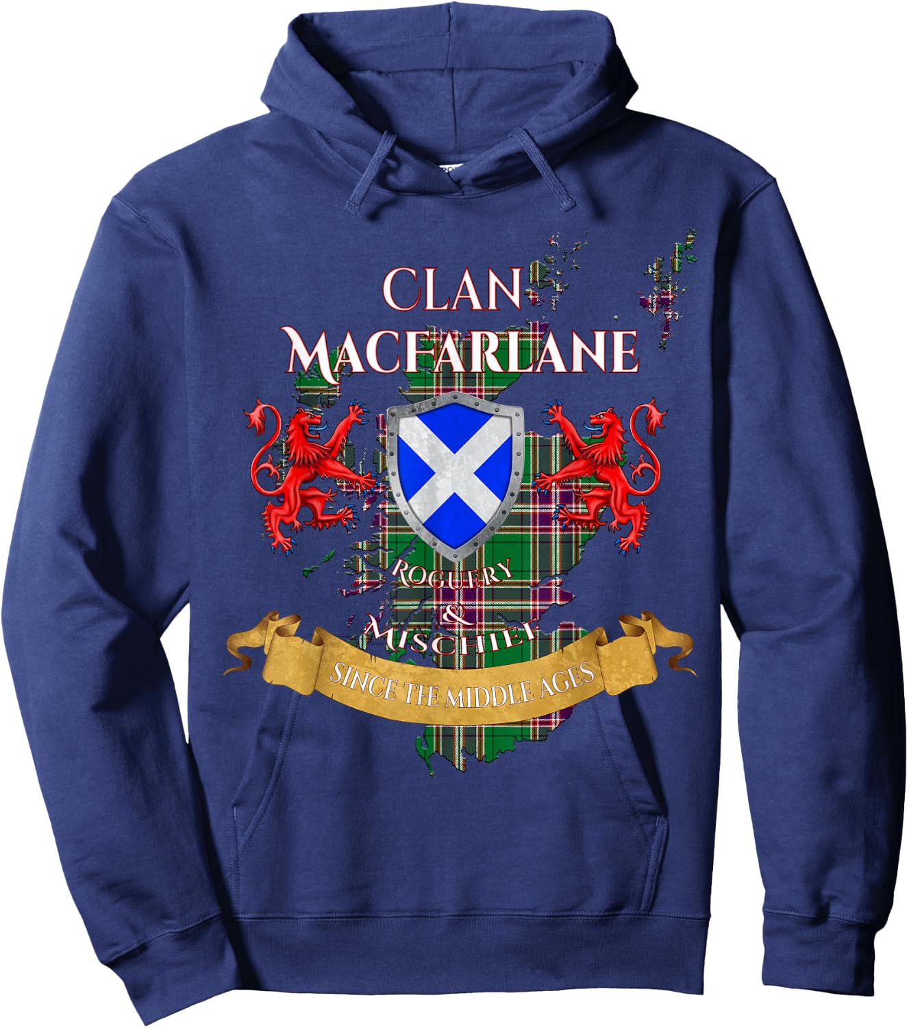 MacFarlane Hunting Scottish Family Clan Middle Ages Mischief Hoodie - Hoodie | Navy