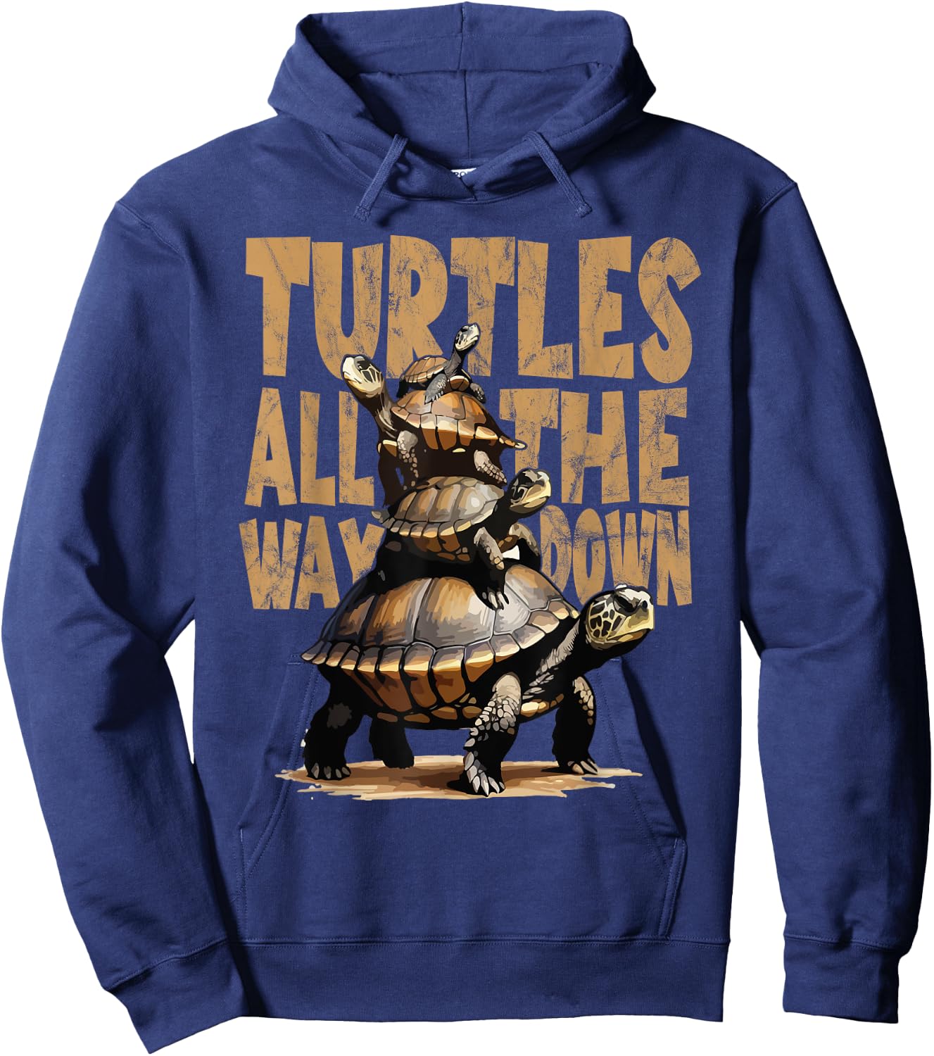 Retro Style Turtles all the way Down Hoodie - Hoodie | Navy
