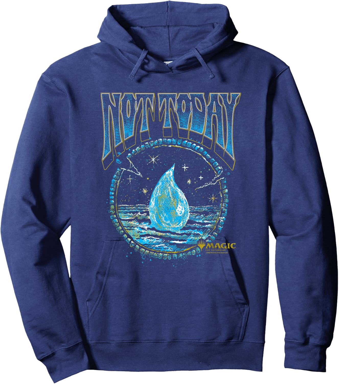 Magic: The Gathering Not Today Blue Mana Artistic Portrait Hoodie - Hoodie | Navy