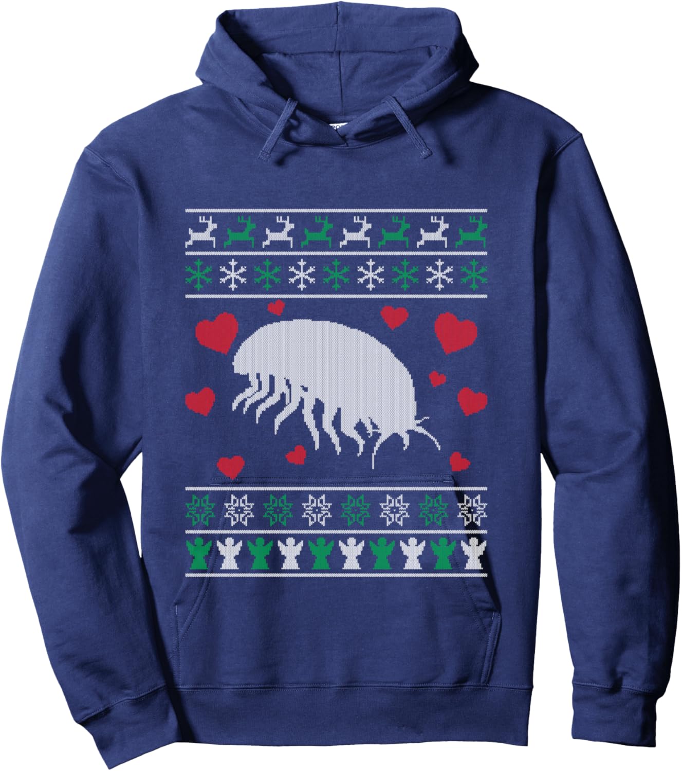 Christmas Isopod Ugly Sweater Winter Rollie Pollie Hoodie - Hoodie | Navy