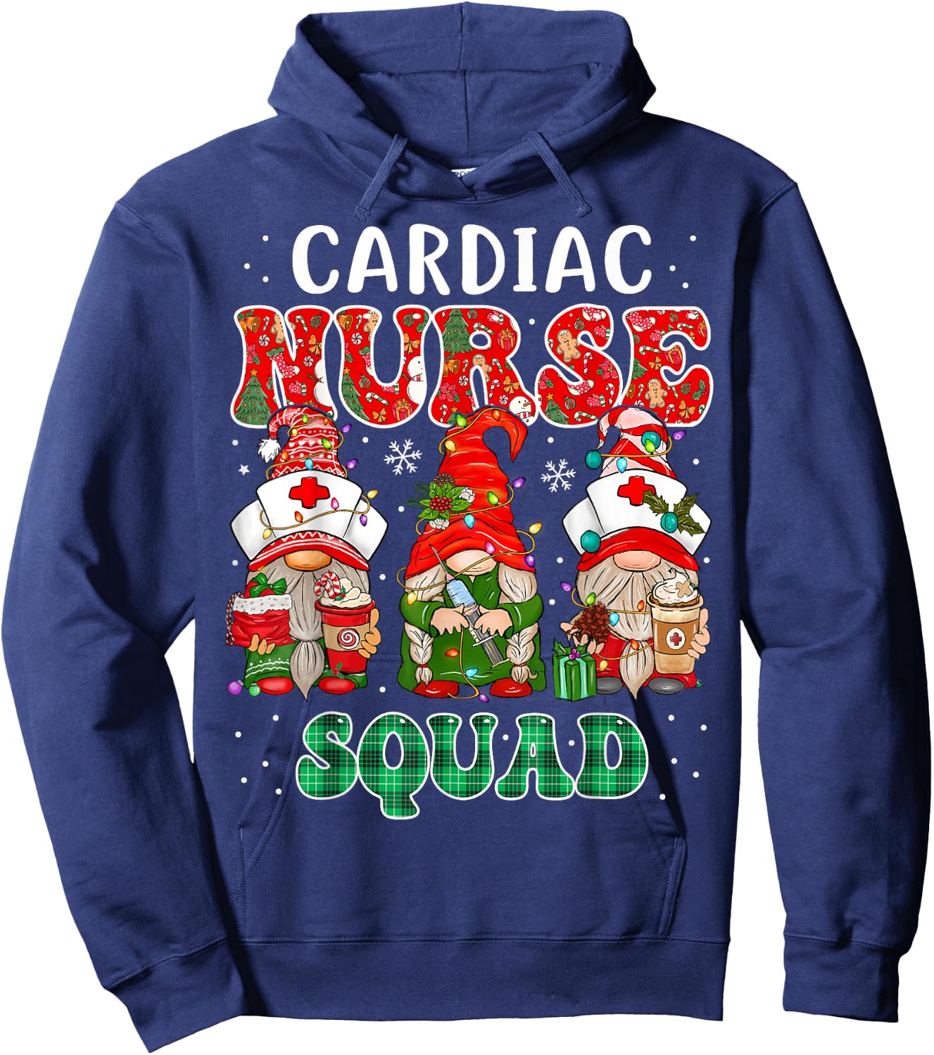 Cardiac Nurse Cute Christmas Gnomes Costume Cardiology Nurse Hoodie - Hoodie | Navy