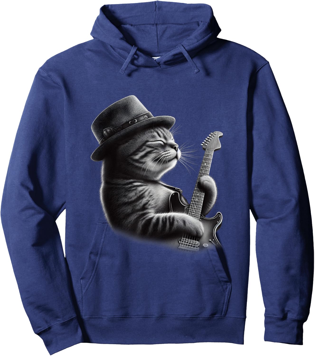 Cat Playing Guitar - Funny Rock Music Guitar Cat Hoodie - Hoodie | Navy