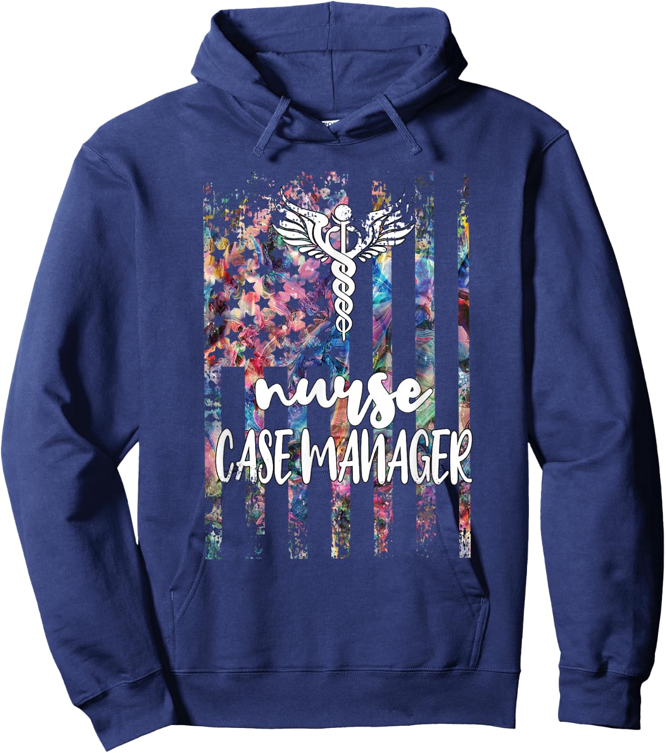 Nurse Case Manager American Flag RN Nursing Case Management Hoodie - Hoodie | Navy