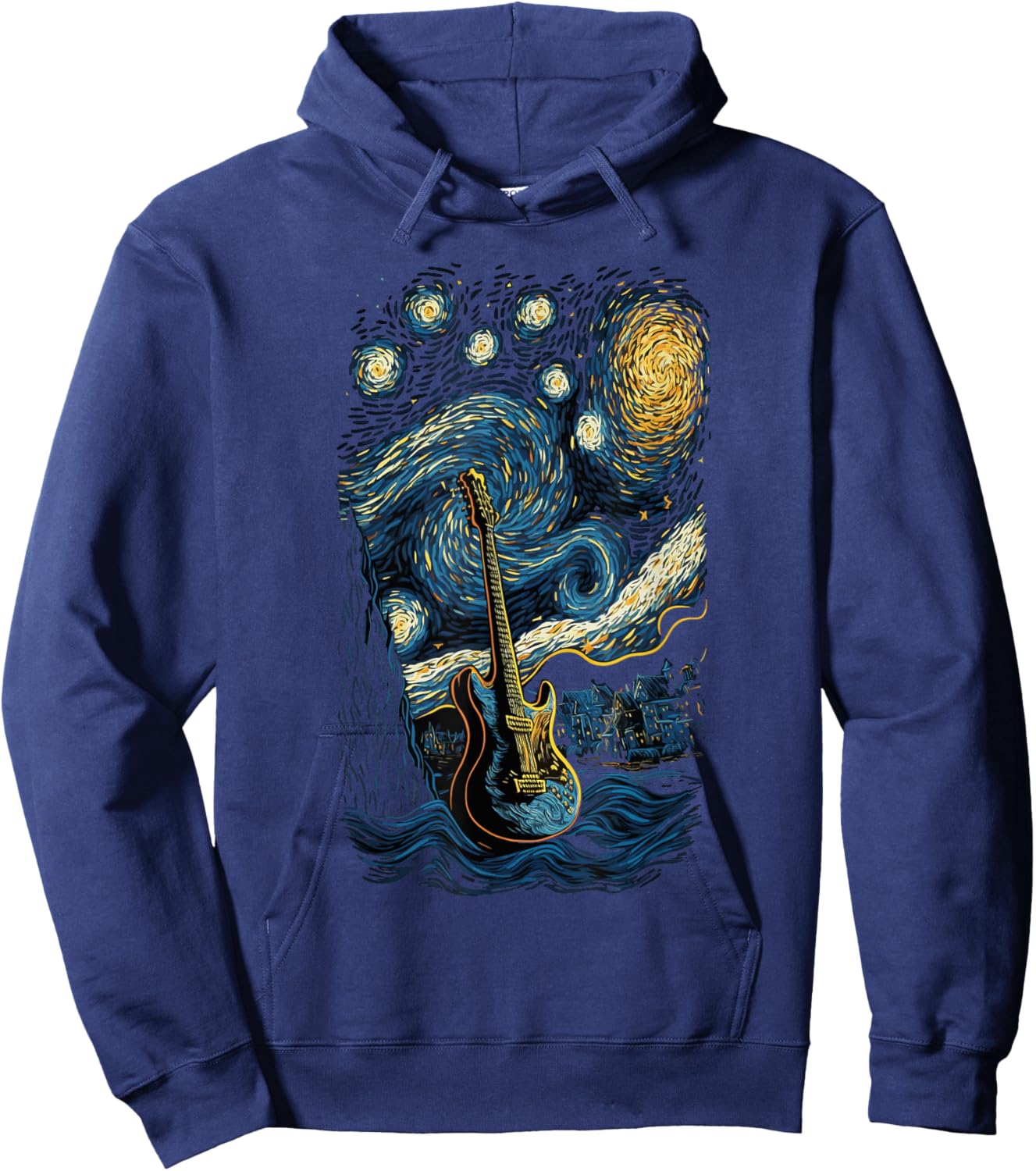 Starry Guitar Gifts Guitarist Rock Concert Festival Guitar Hoodie - Hoodie | Navy