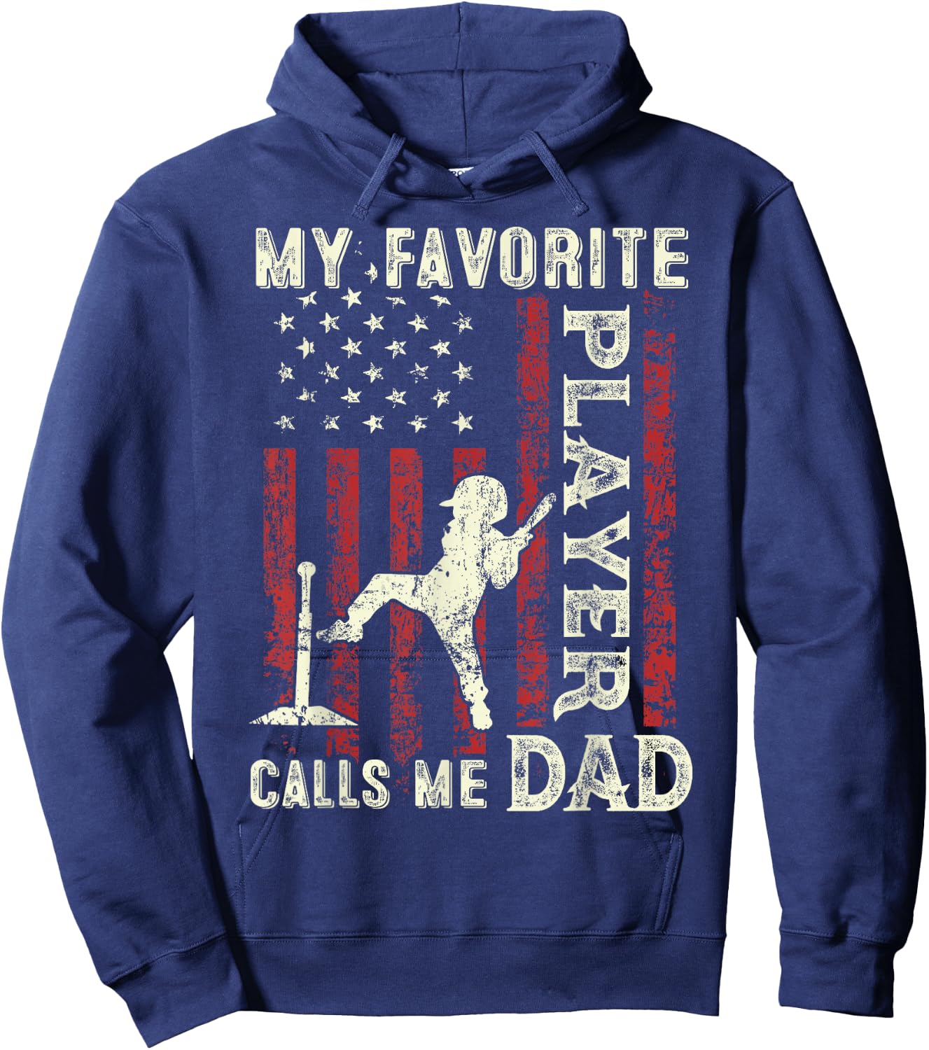 Father's Day Favorite Player Calls Me Dad US Flag T-Ball Dad Hoodie - Hoodie | Navy