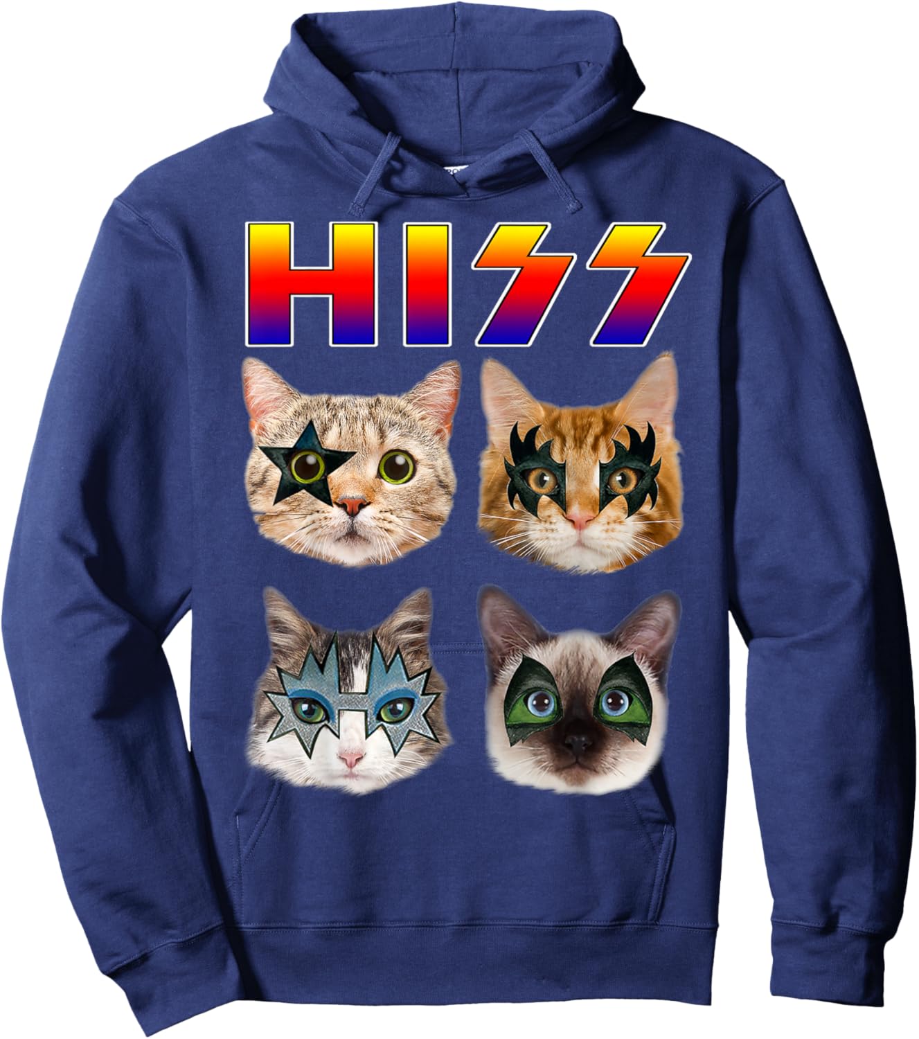 Funny Cat Hiss Rock and Roll for Cat Lover, Cat Dad, Cat mom Hoodie - Hoodie | Navy