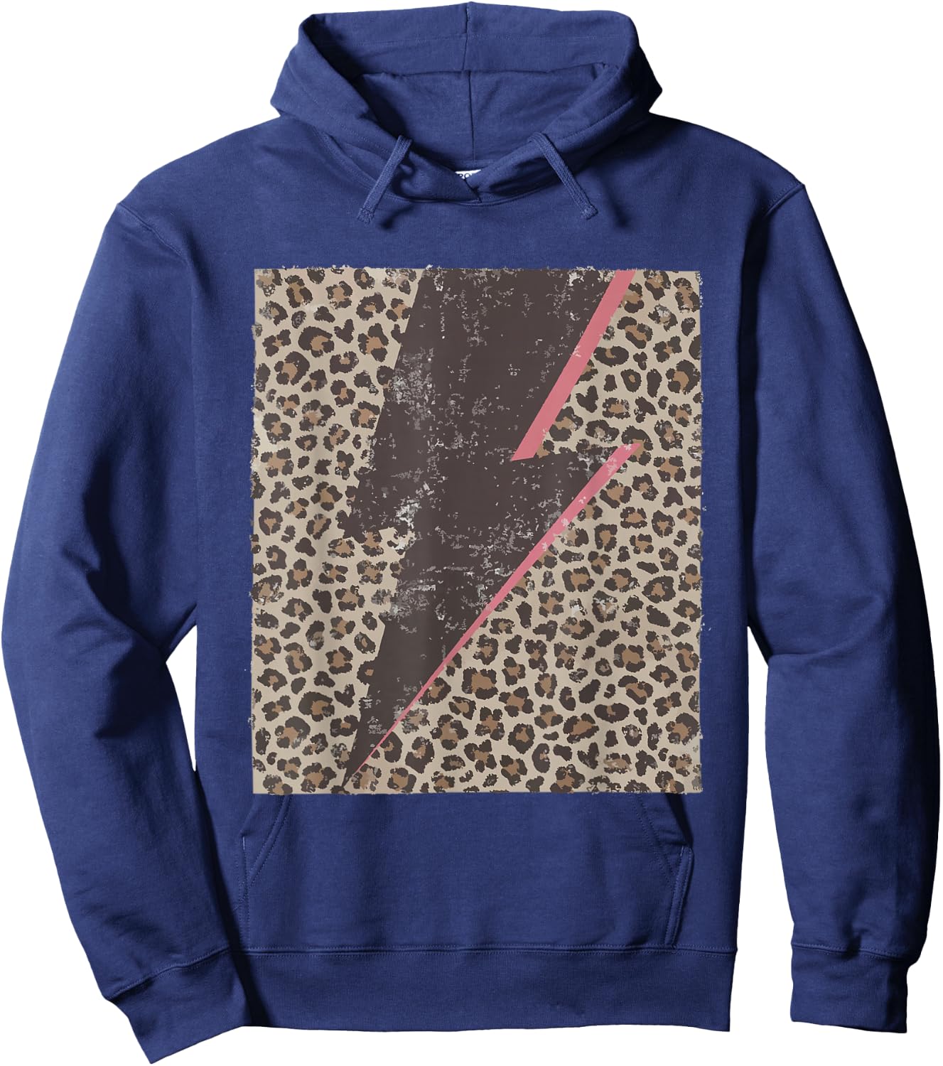 Leopard Cheetah Thunder Print Cool Lightning Bolt Hoodie - Hoodie | Navy