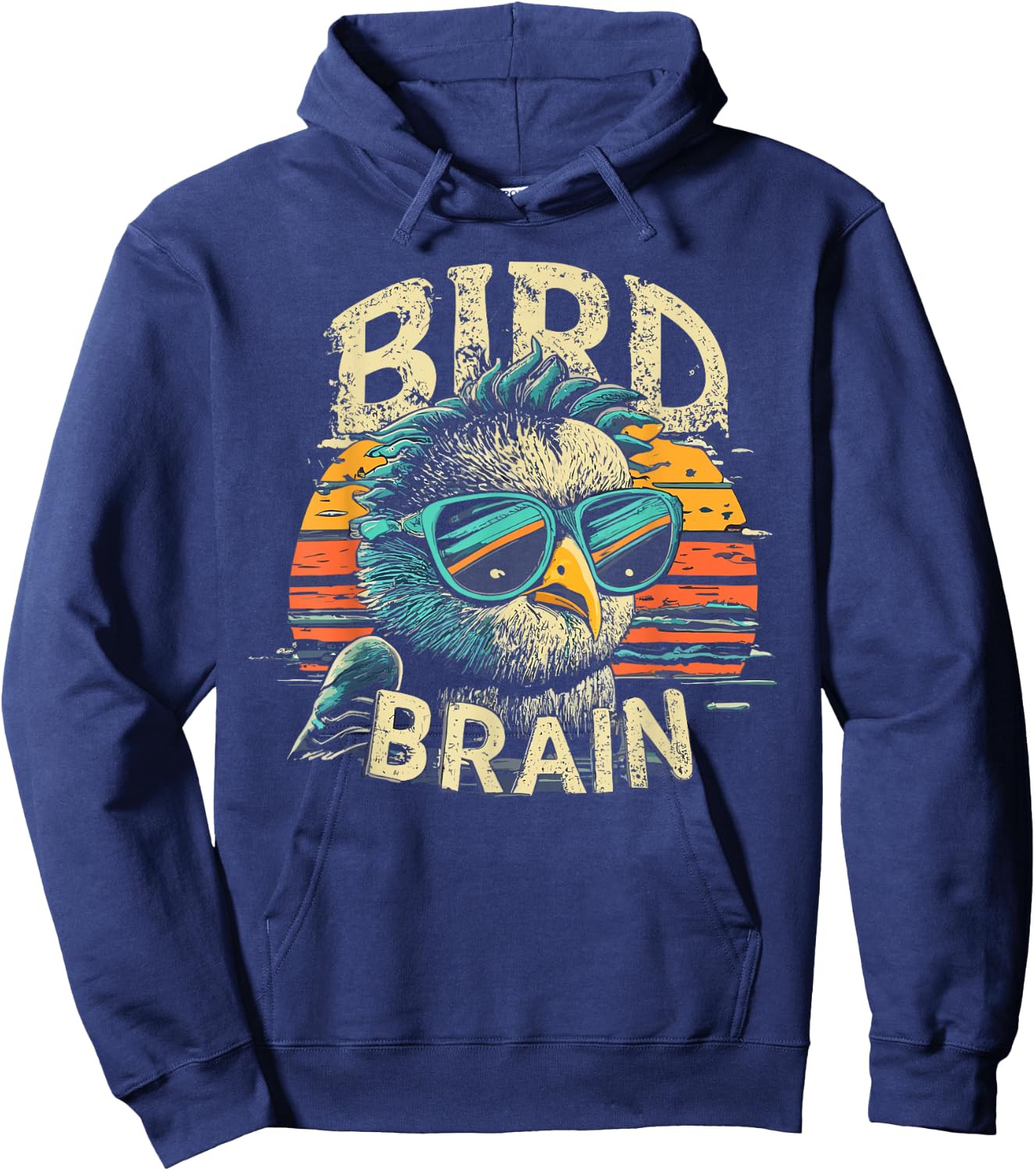 I heart Birds Funny Bird Brain Vintage Retro Sunset Cute Hoodie - Hoodie | Navy
