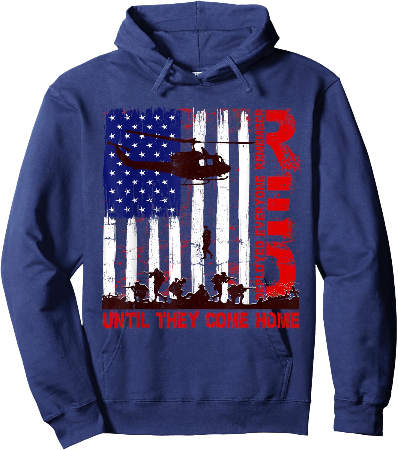 RED Friday Remember Everyone Deployed US Flag Army Vintage Hoodie - Hoodie | Navy