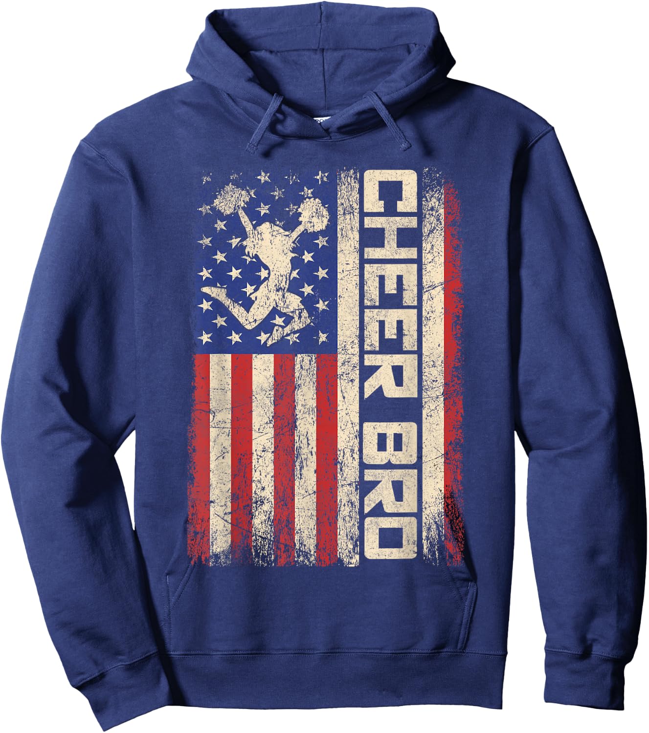 Cheer Bro Cheerleader Brother Funny American US Flag Team Hoodie - Hoodie | Navy