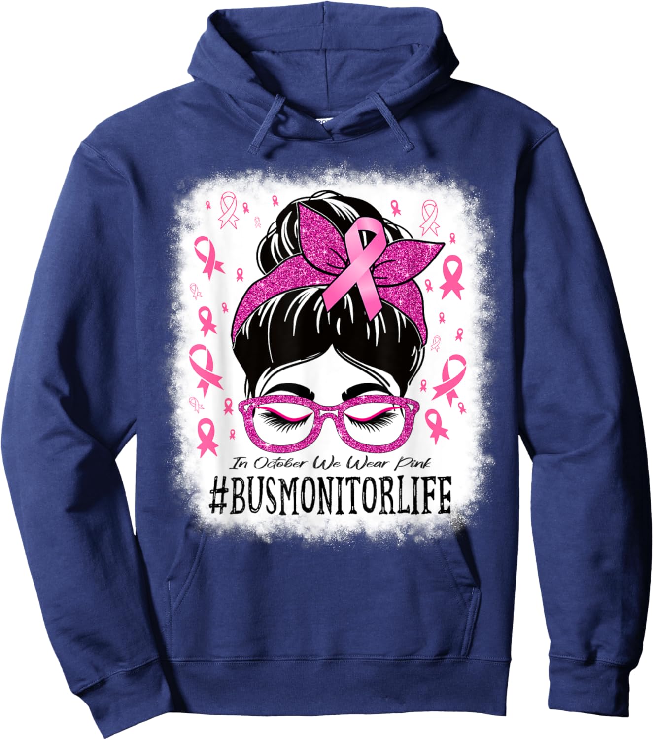 Bus Monitor In October We Wear Pink Breast Cancer Awareness Hoodie - Hoodie | Navy