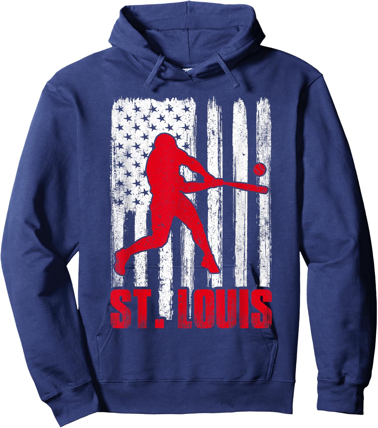 St. Louis Retro Baseball Flag Patriotic Men Women Kids Hoodie - Hoodie | Navy