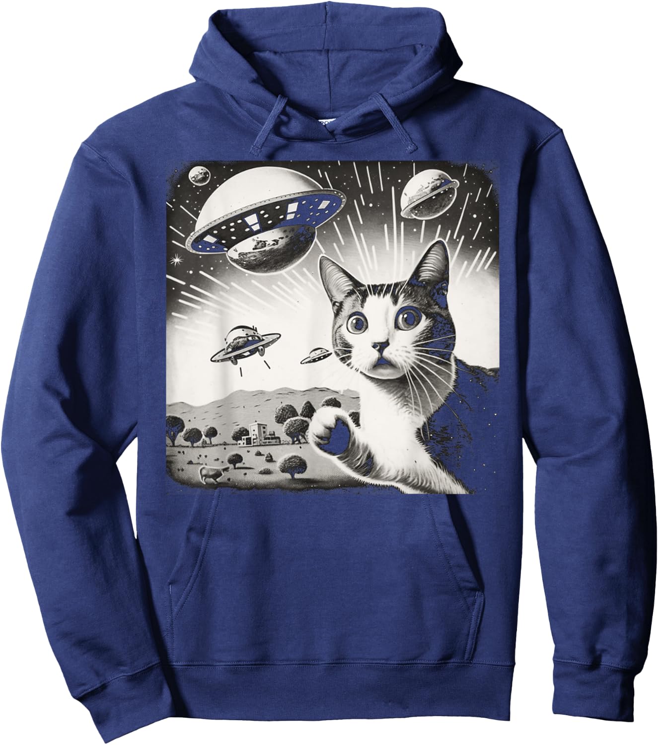 Cat Incident Involving UAPs Funny UFO Retro Aliens Men Women Kids Hoodie - Hoodie | Navy