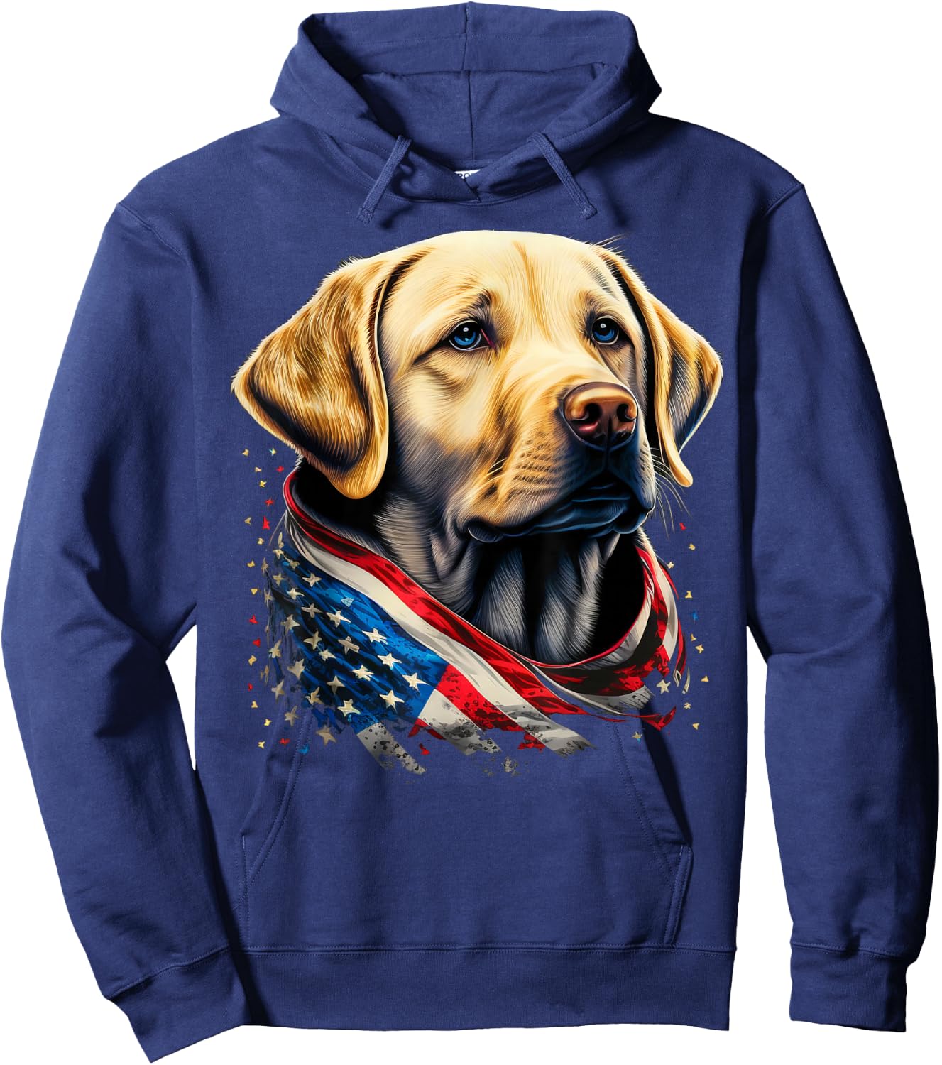 USA 4th Of July Yellow Patriotic American Labrador Retriever Hoodie - Hoodie | Navy