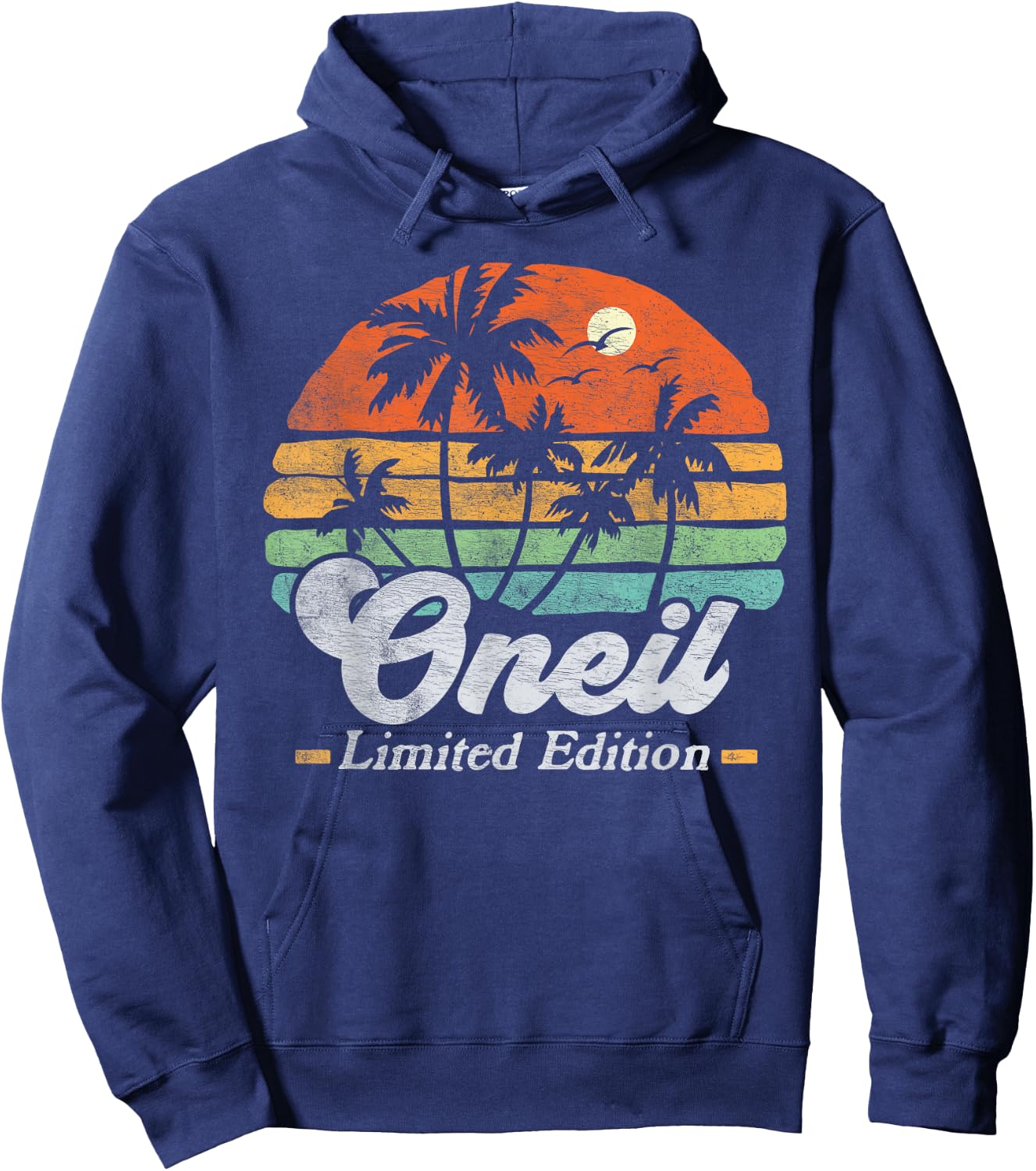 Oneil Surname Funny Retro 90s Birthday Beach Family Vacation Hoodie - Hoodie | Navy
