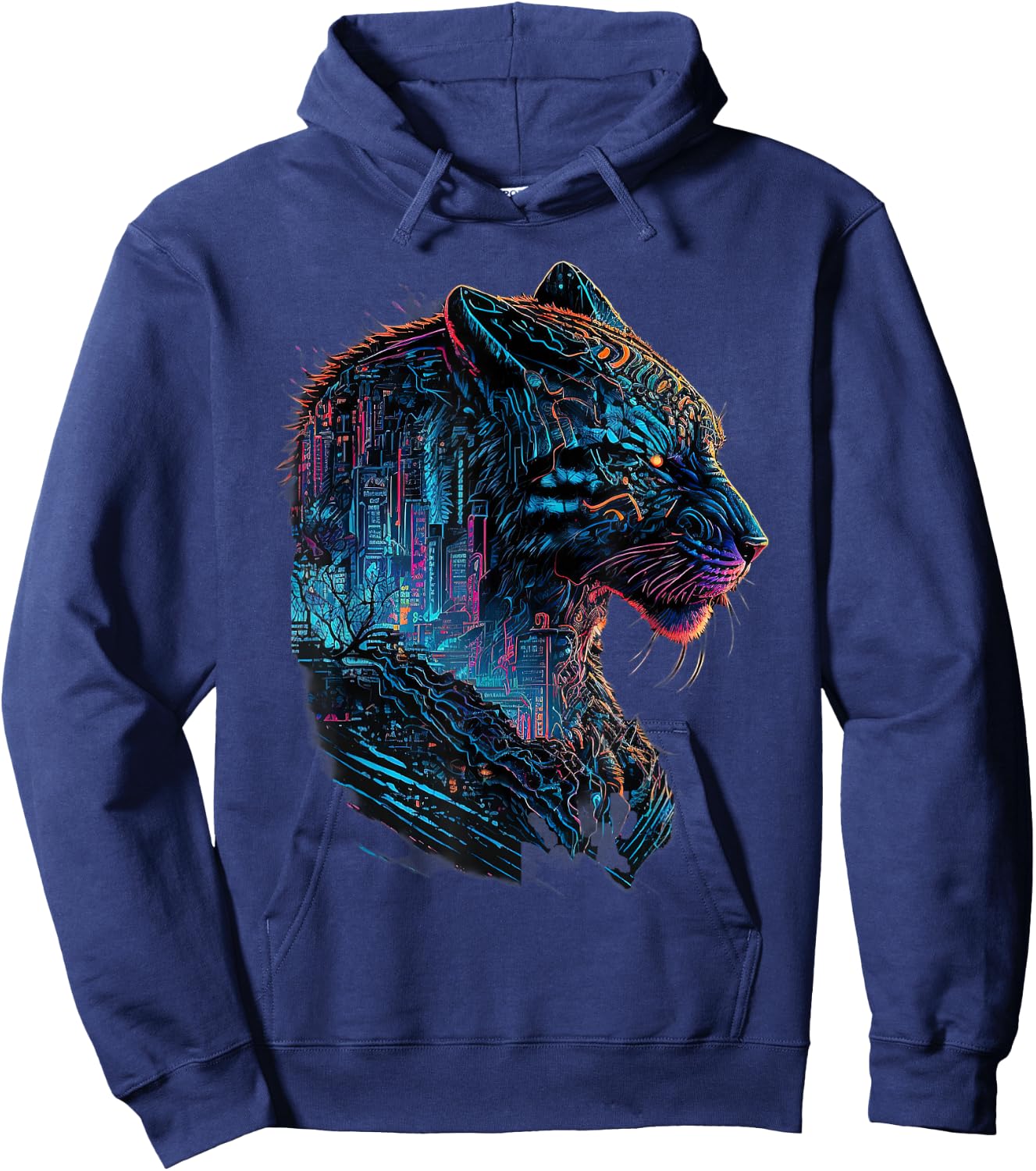 tiger with cyberpunk City Japanese style for lover Gaming Hoodie - Hoodie | Navy
