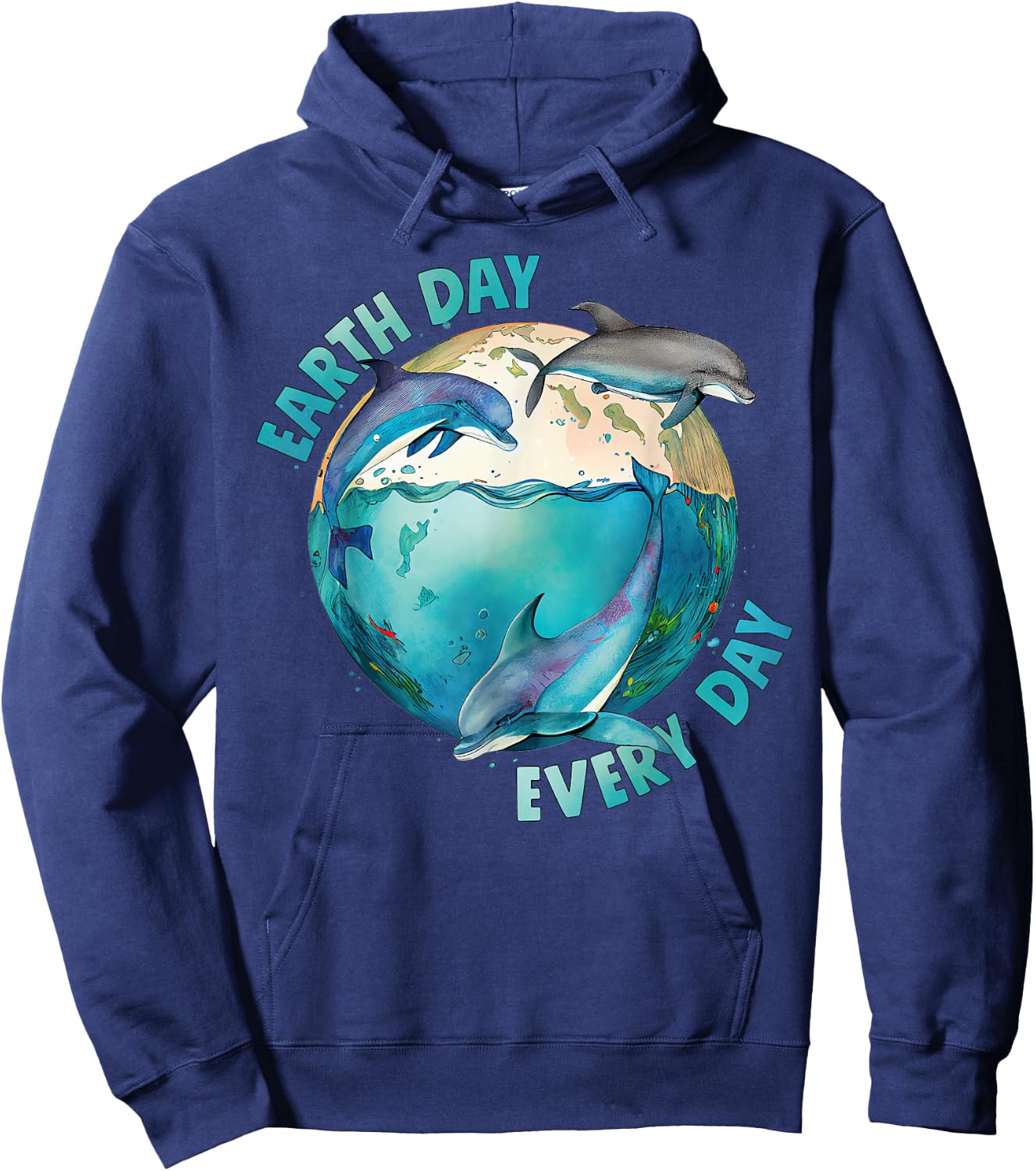 Earth Day, Every Day. Three Dolphins Ocean, Climate Change Hoodie - Hoodie | Navy