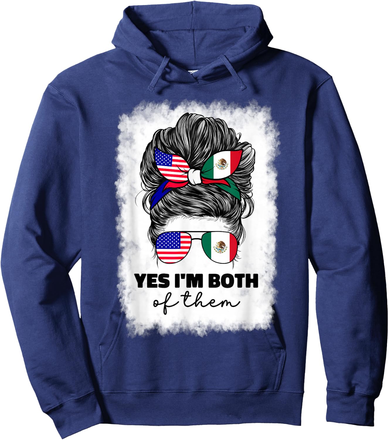 Half Mexican and American Mexico America USA Flag Girl Woman Hoodie - Hoodie | Navy