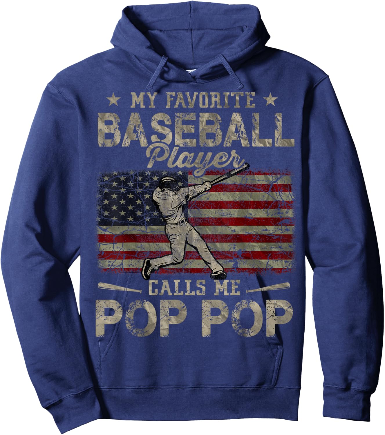 My Favorite Baseball Player Calls Me Pop Pop Father's Day Hoodie - Hoodie | Navy