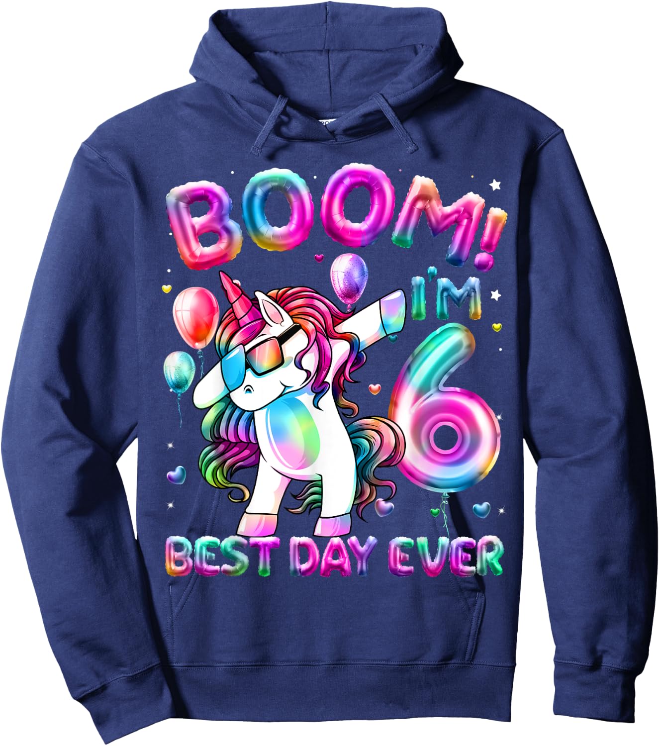 6 Years Old Dabbing Unicorn Gifts 6th Birthday Girl Party Hoodie - Hoodie | Navy