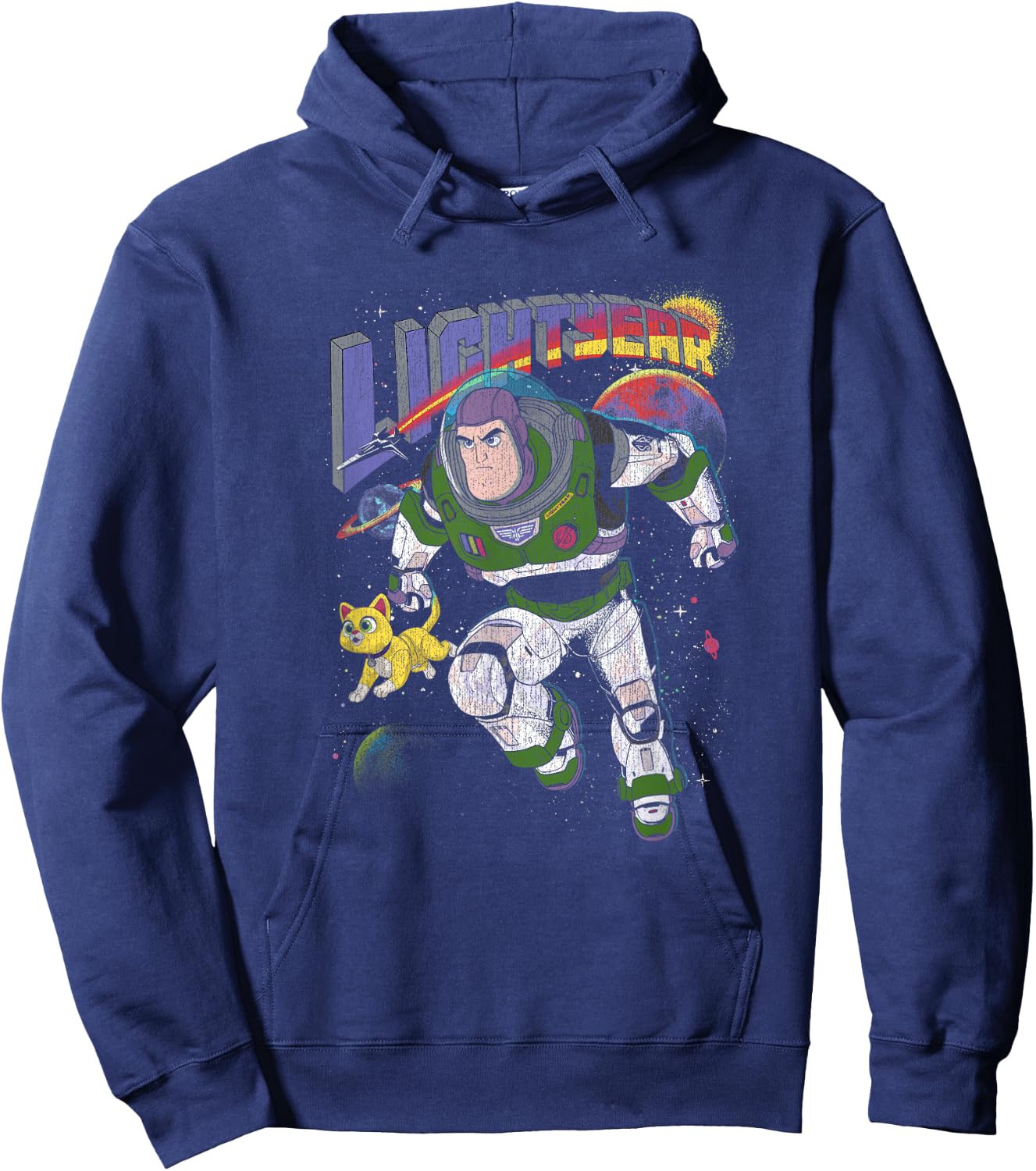 Disney Pixar Lightyear Buzz and Sox Retro Space Ranger Hoodie - Hoodie | Navy