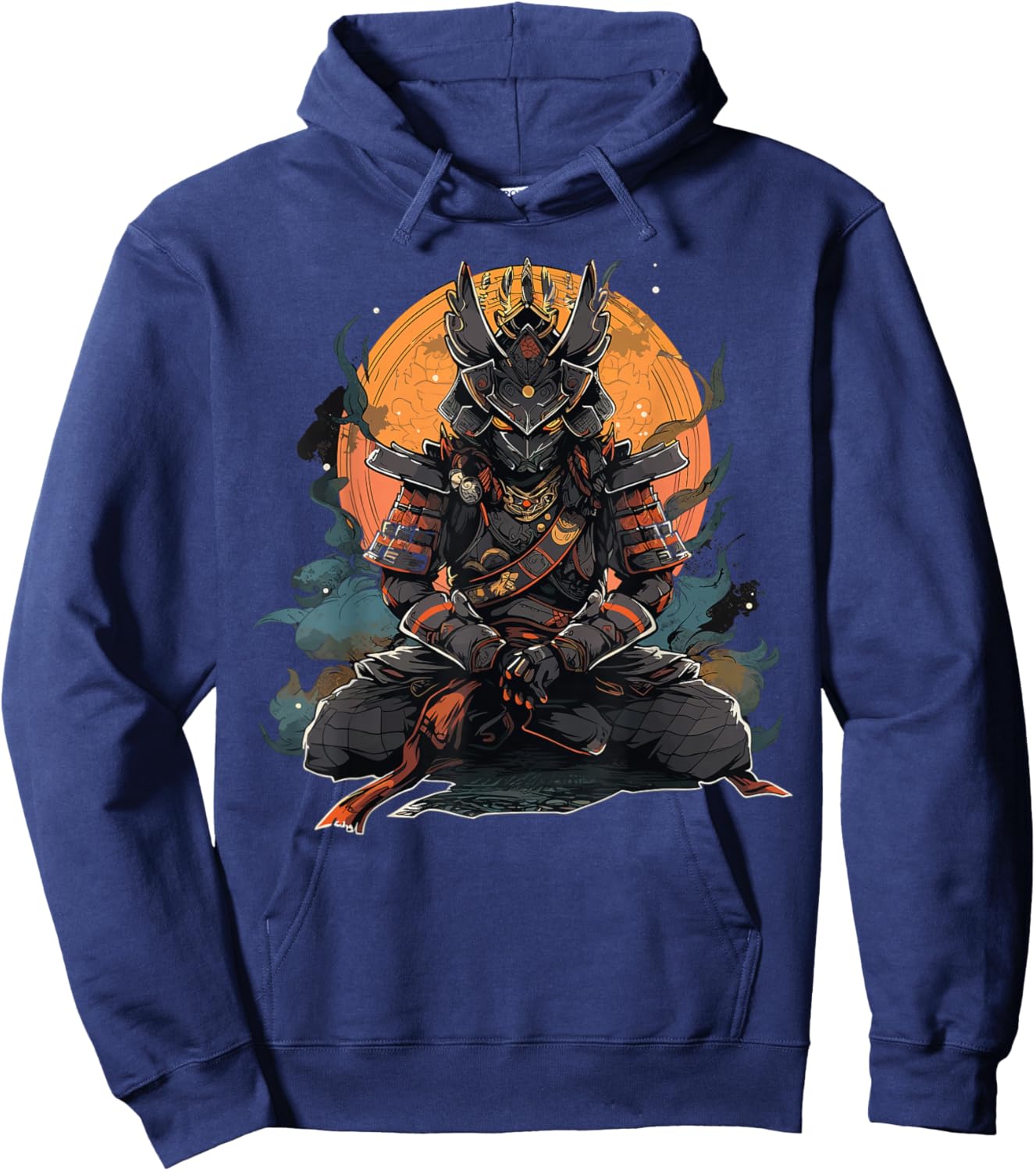 Japanese Art Samurai Vintage Fighter Retro Meditation Hoodie - Hoodie | Navy