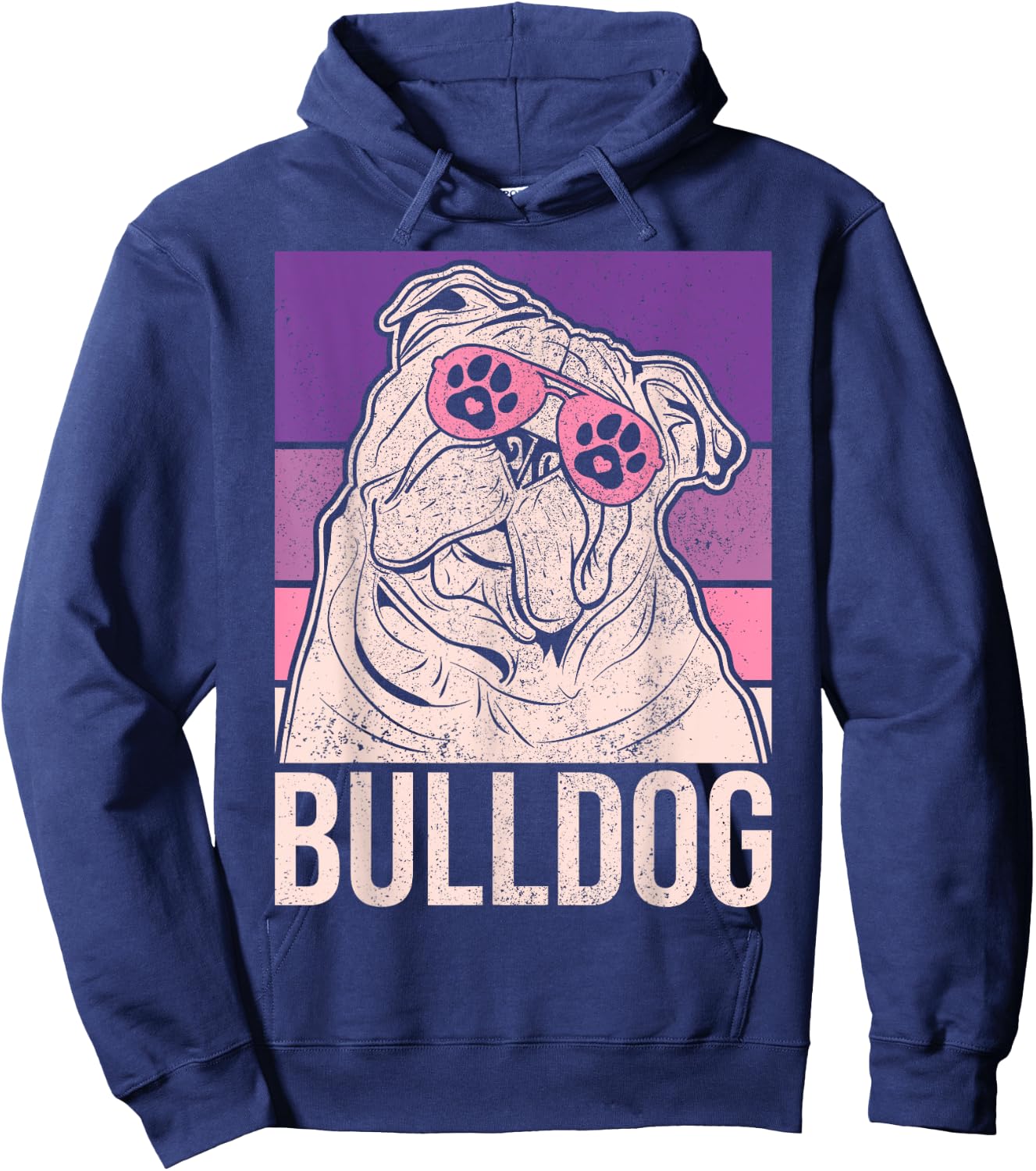 Dog Lover Owner Retro Animal Outfit Vintage English Bulldog Women Girls Kids Hoodie - Hoodie | Navy