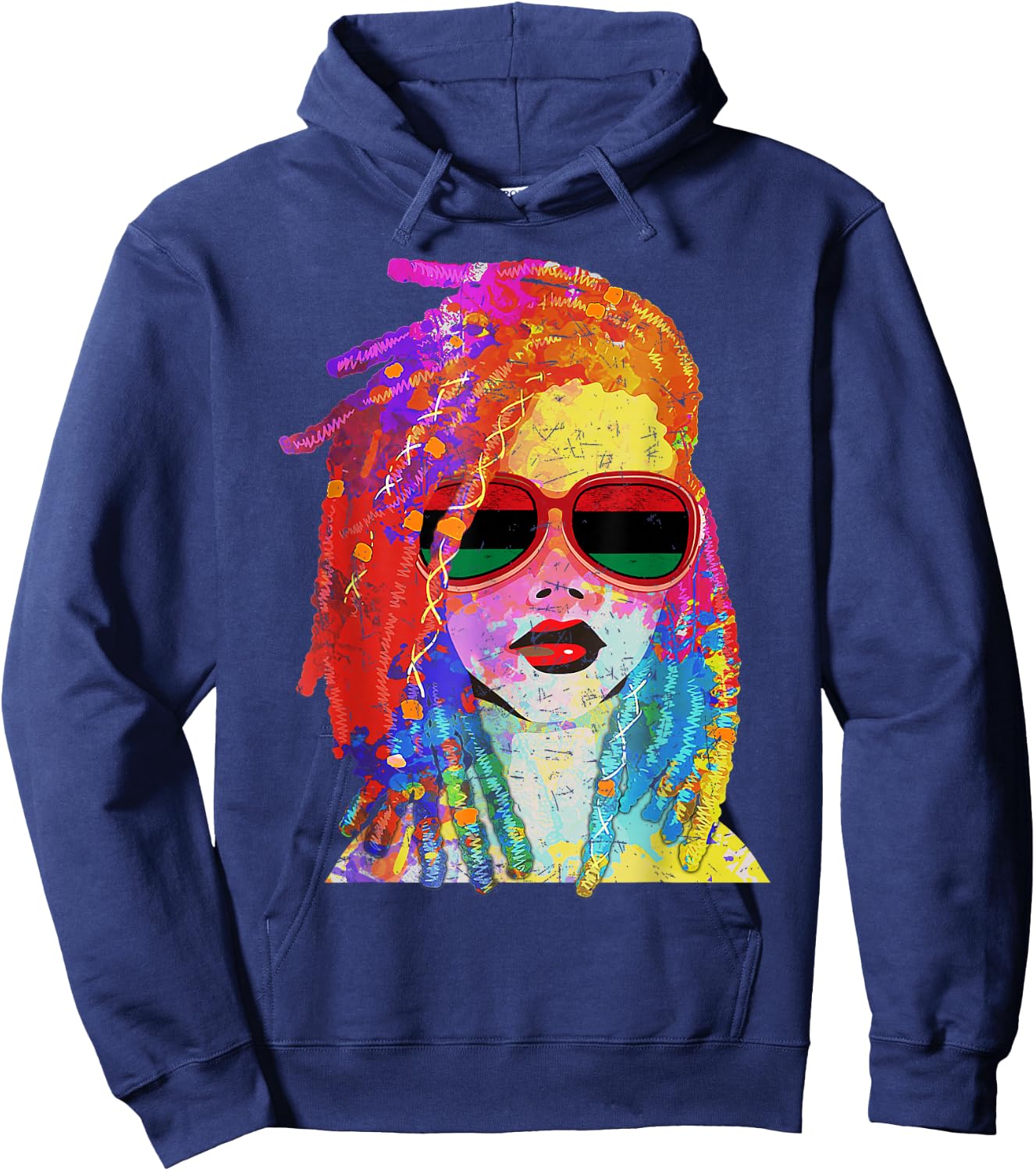 Loc'd Hair Black Queen Afro Woman Melanin Girl Art Small Hoodie - Hoodie | Navy